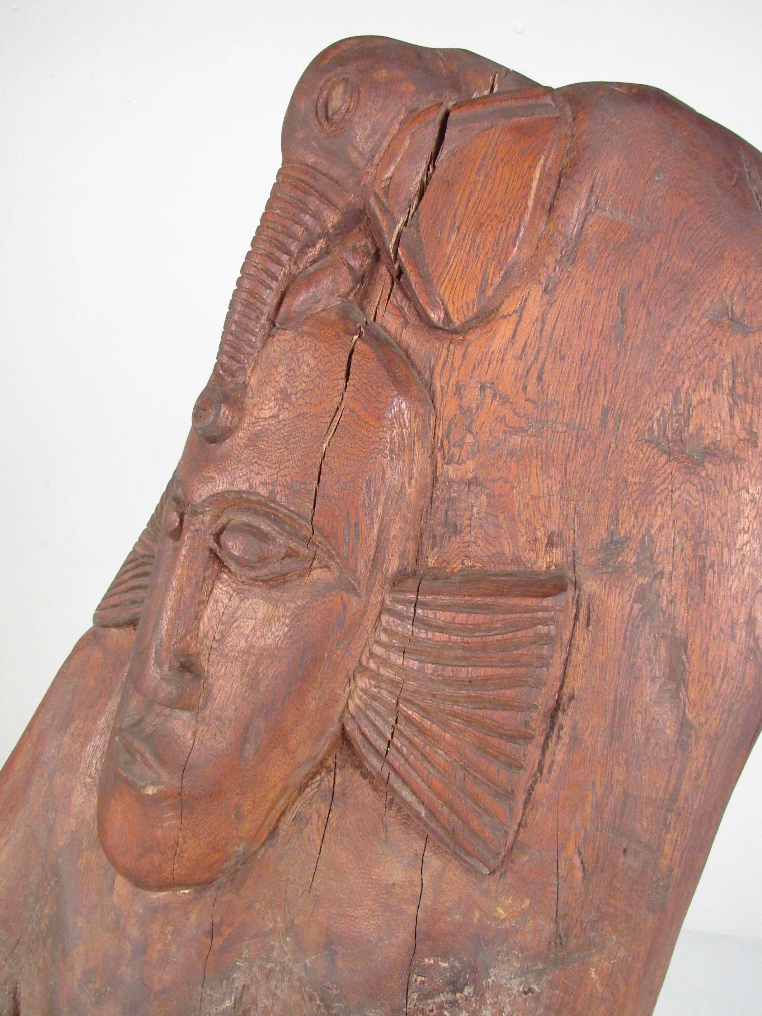 20th Century Impressive Sculpted Live Edge Tree Trunk African Tribal Art For Sale
