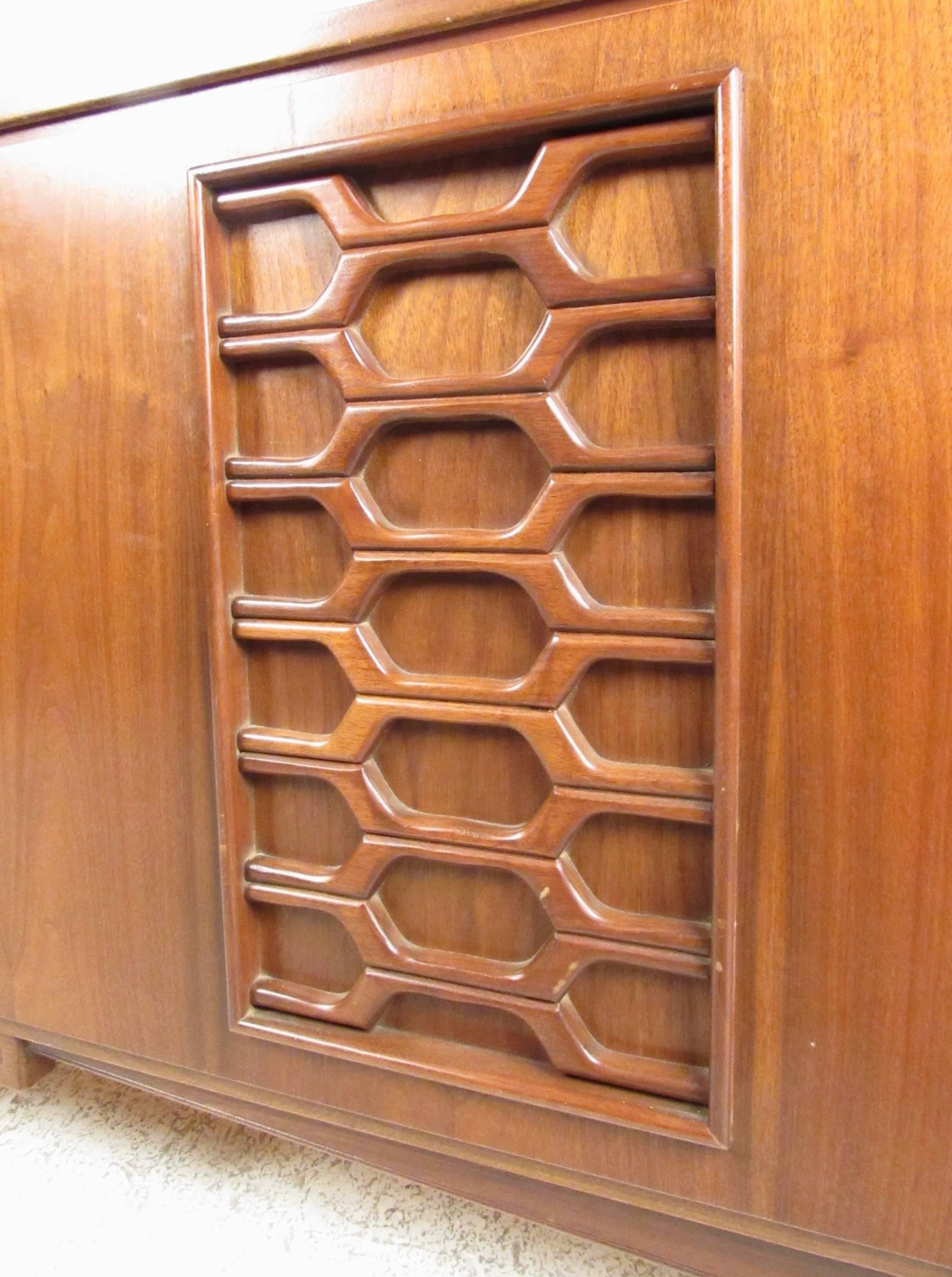 American Stylish Vintage Walnut Bedroom Suite with Sculpted Front Detail