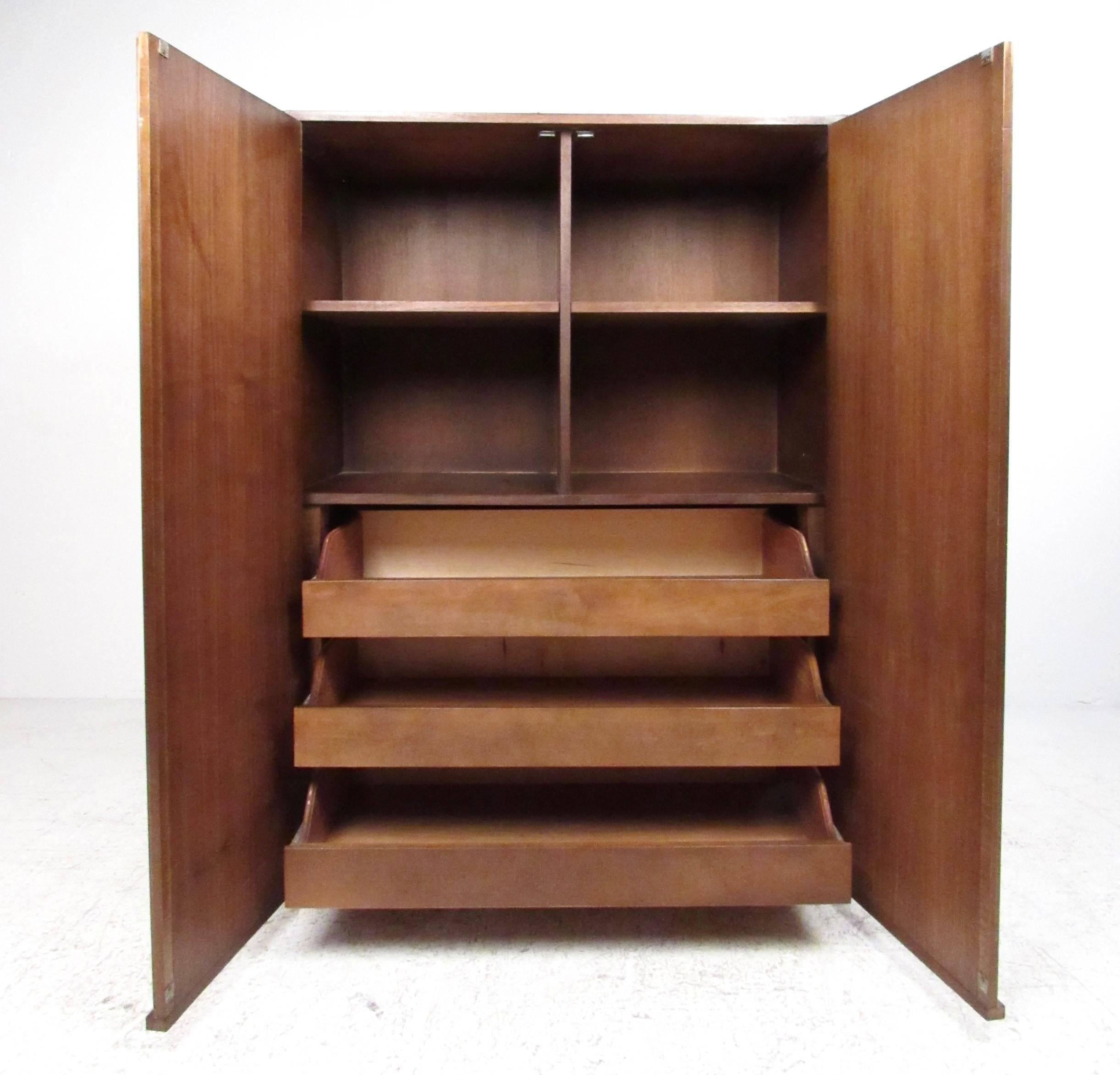 Mid-Century Modern Brutalist Modern Paul Evans Style Armoire Cabinet