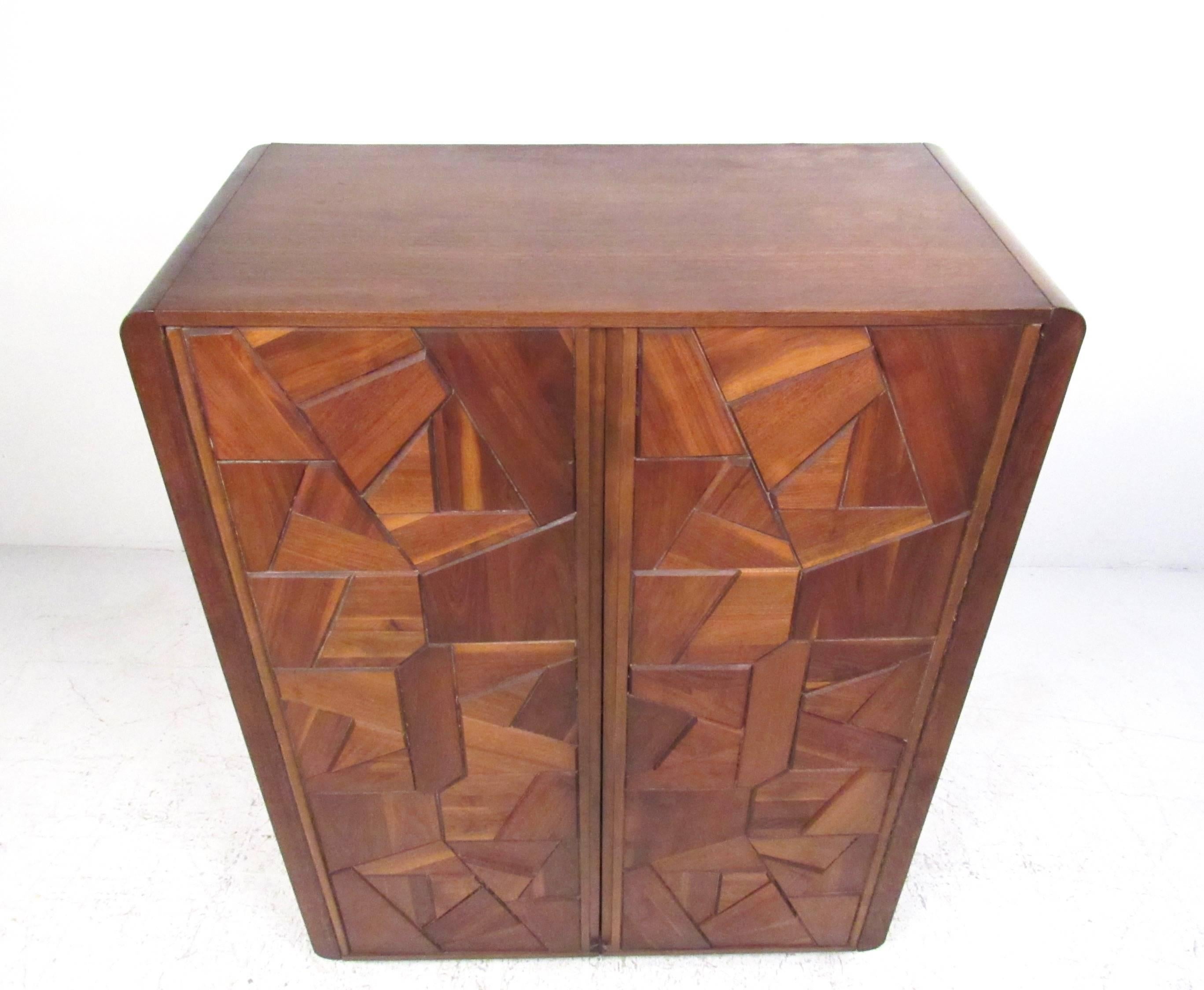 Canadian Brutalist Modern Paul Evans Style Armoire Cabinet