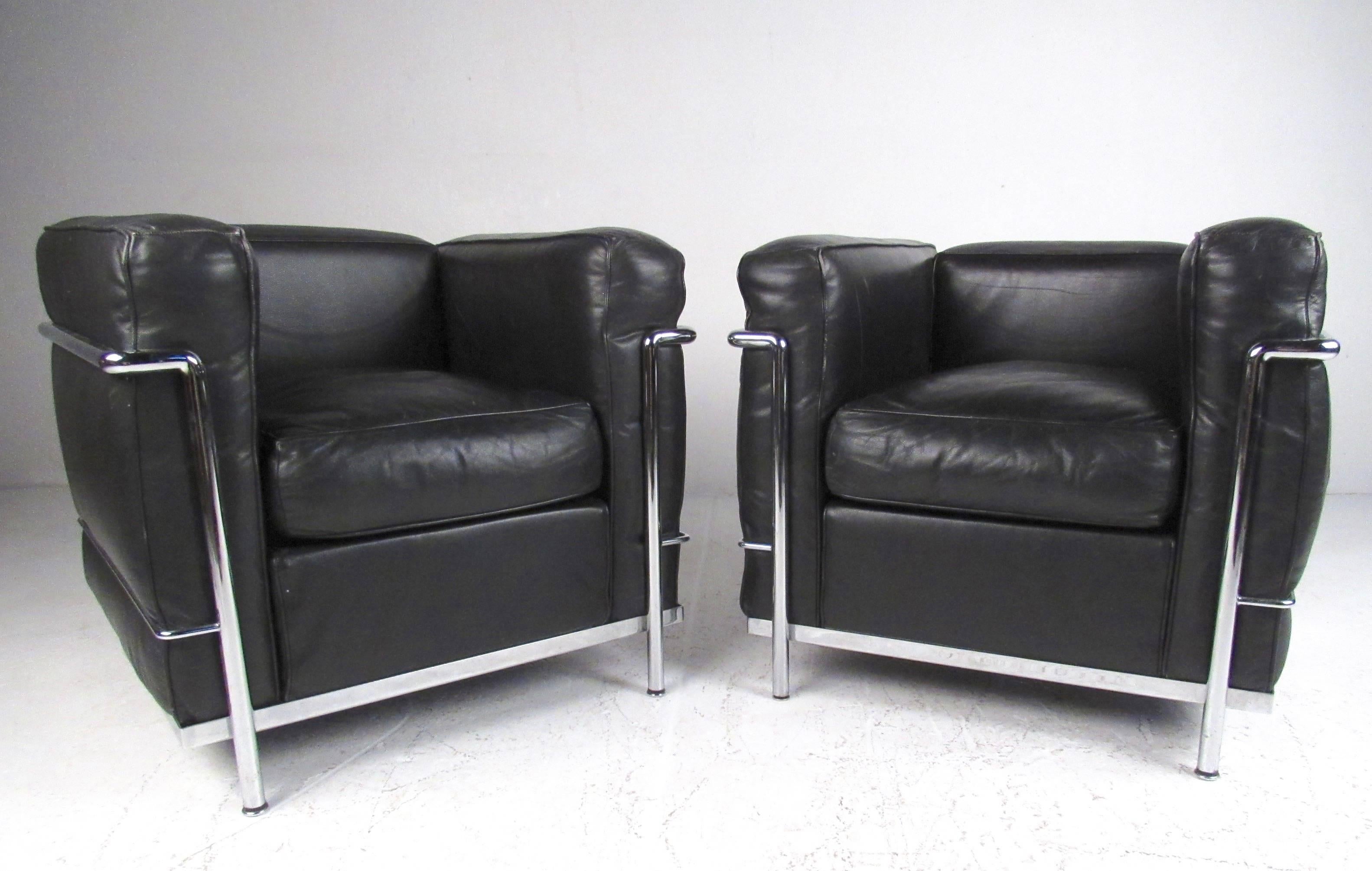 Le Corbusier LC Leather and Chrome Living Room Set for Cassina (amerikanisch)