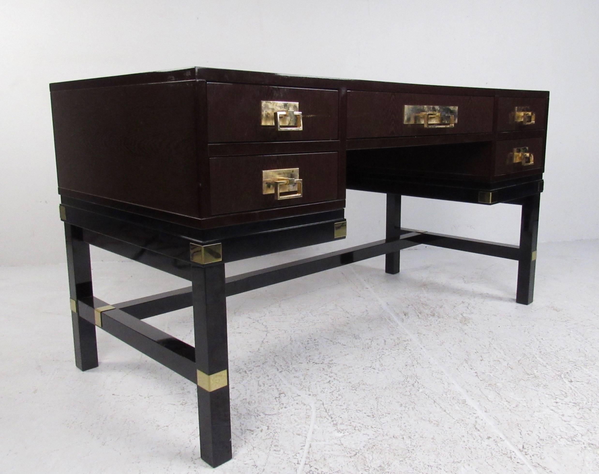 Classic Campaign Desk in Mahogany and Brass 2