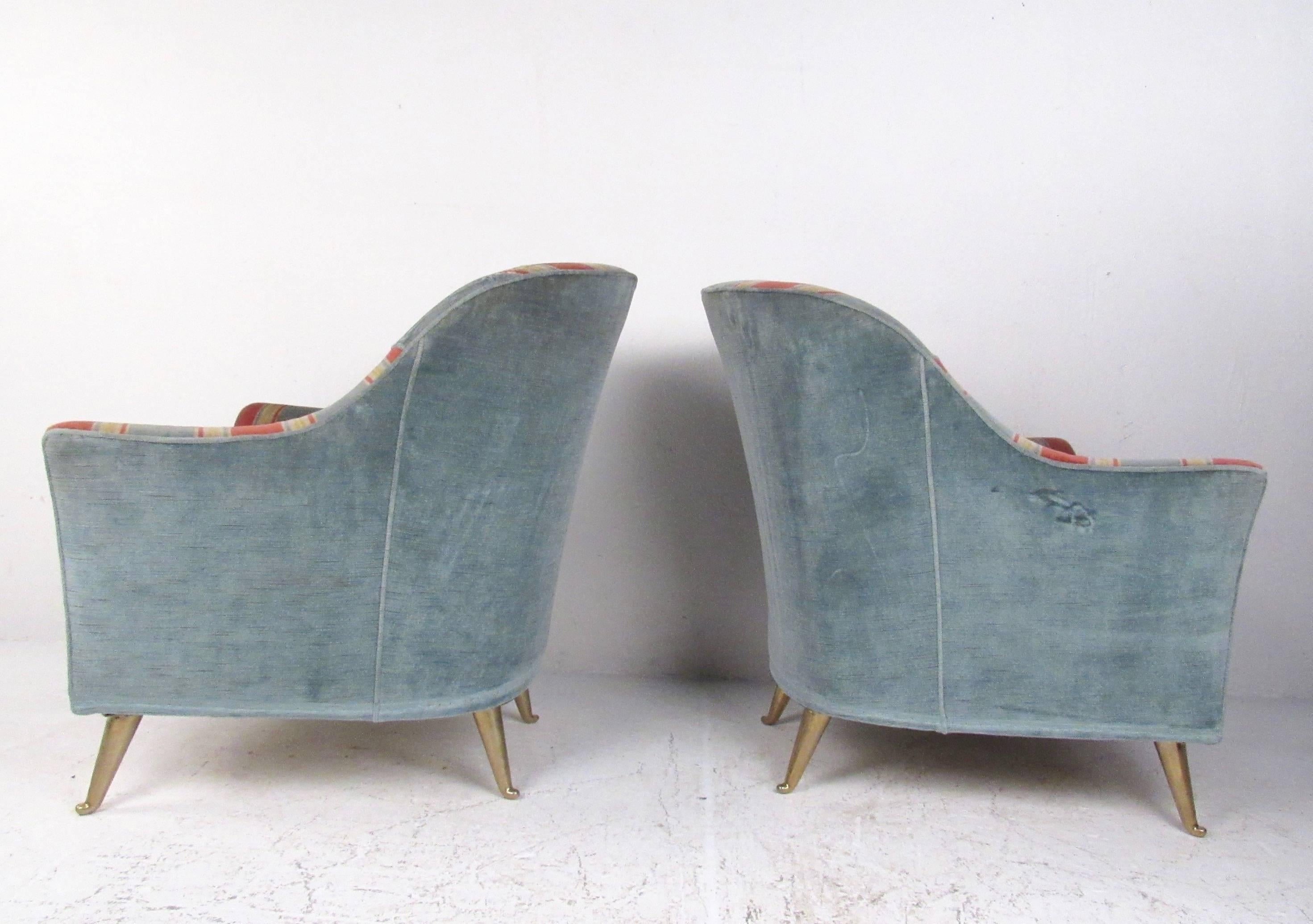 Italian Modern Lounge Chairs in the Style of Gio Ponti In Good Condition In Brooklyn, NY