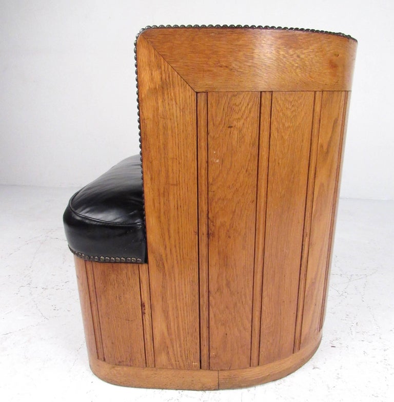 Vintage Oak Barrel Back Club Chair For Sale at 1stDibs