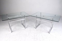 Pair of Modern Chrome and Glass End Tables
