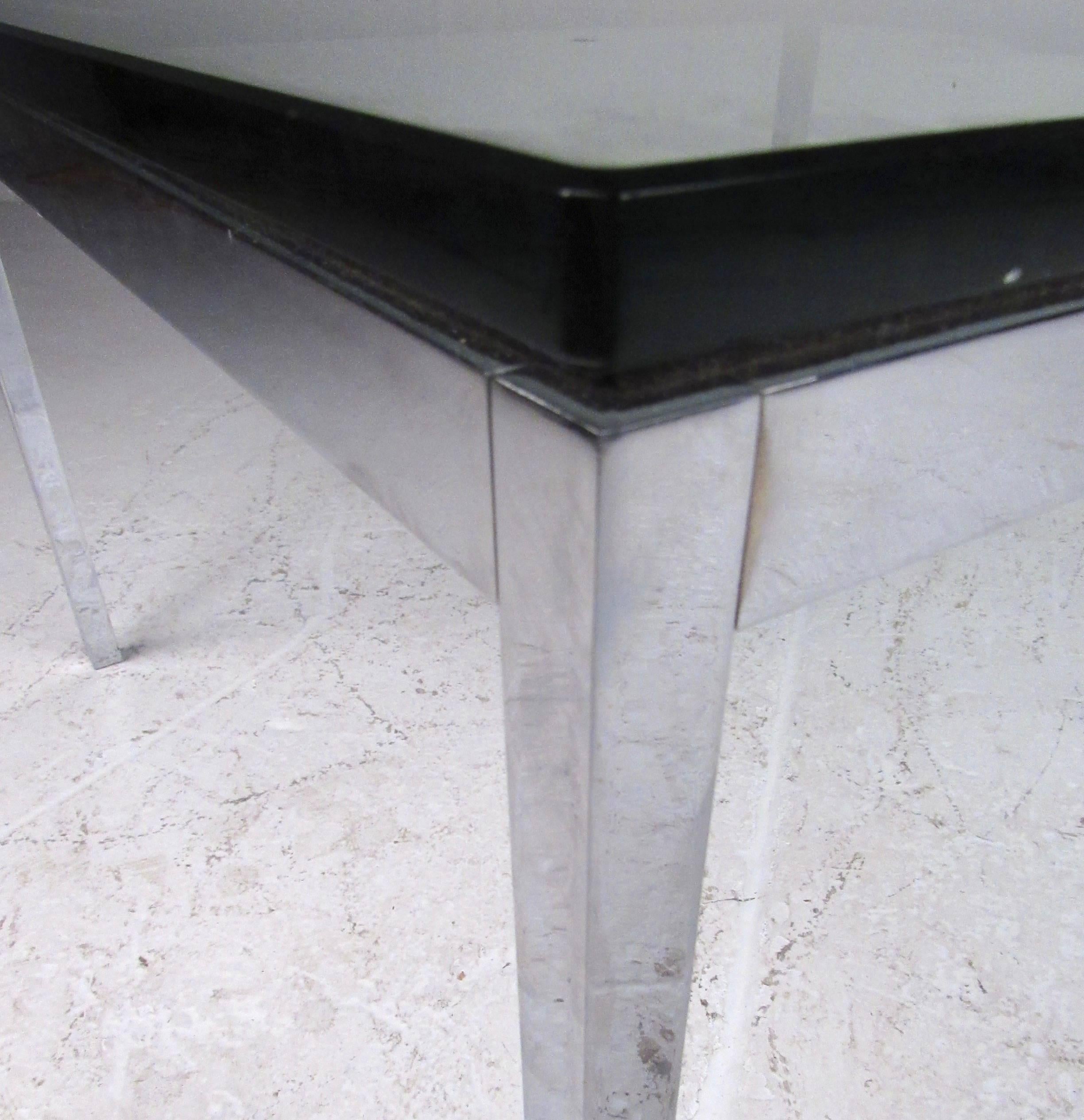 Pair Mid-Century Modern Chrome and Glass Coffee Tables 1