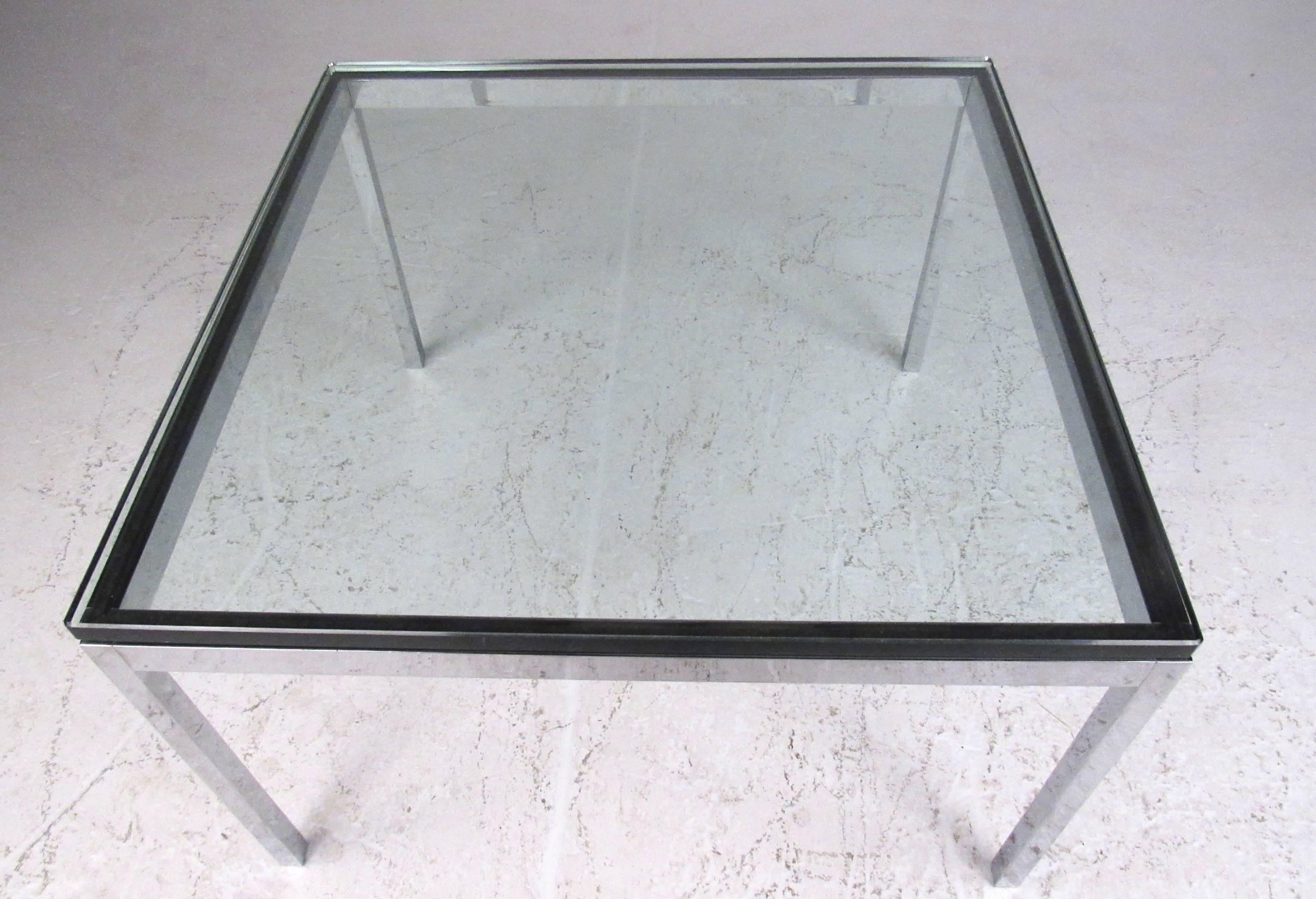 American Pair Mid-Century Modern Chrome and Glass Coffee Tables