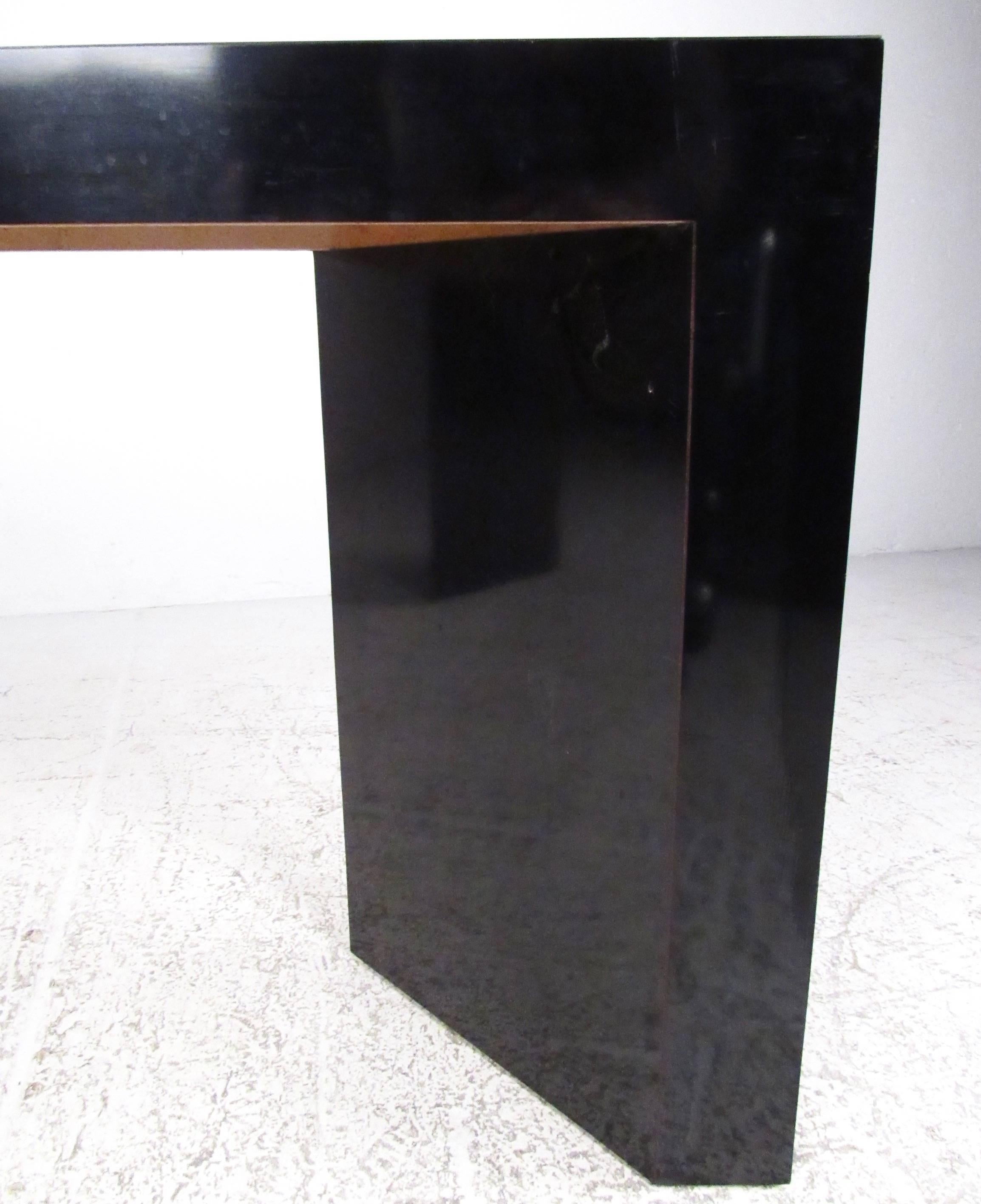 Formica Modern Black Sculptural Console Table