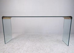 Pace Collection Waterfall Console Table in Glass and Brass