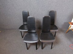 Set of Four Mid-Century Modern Dining Chairs by Cidue, Black Vinyl