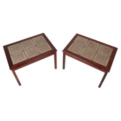 Pair of Danish Midcentury Rosewood Tile Top End Tables