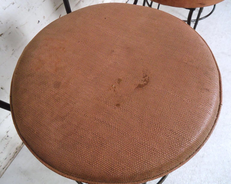 Mid-20th Century Pair of Industrial Swivel Stools For Sale