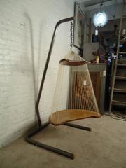 Unique Mid-Century Modern Hardwood & Rope Swing Chair