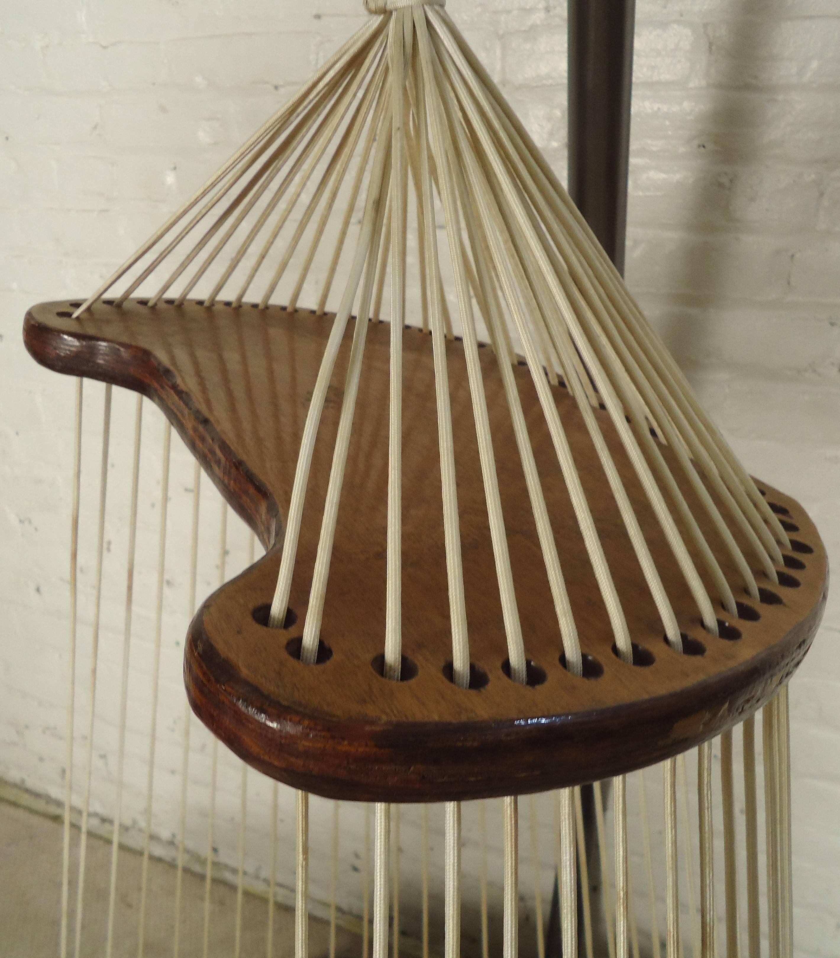 20th Century Unique Mid-Century Modern Hardwood & Rope Swing Chair