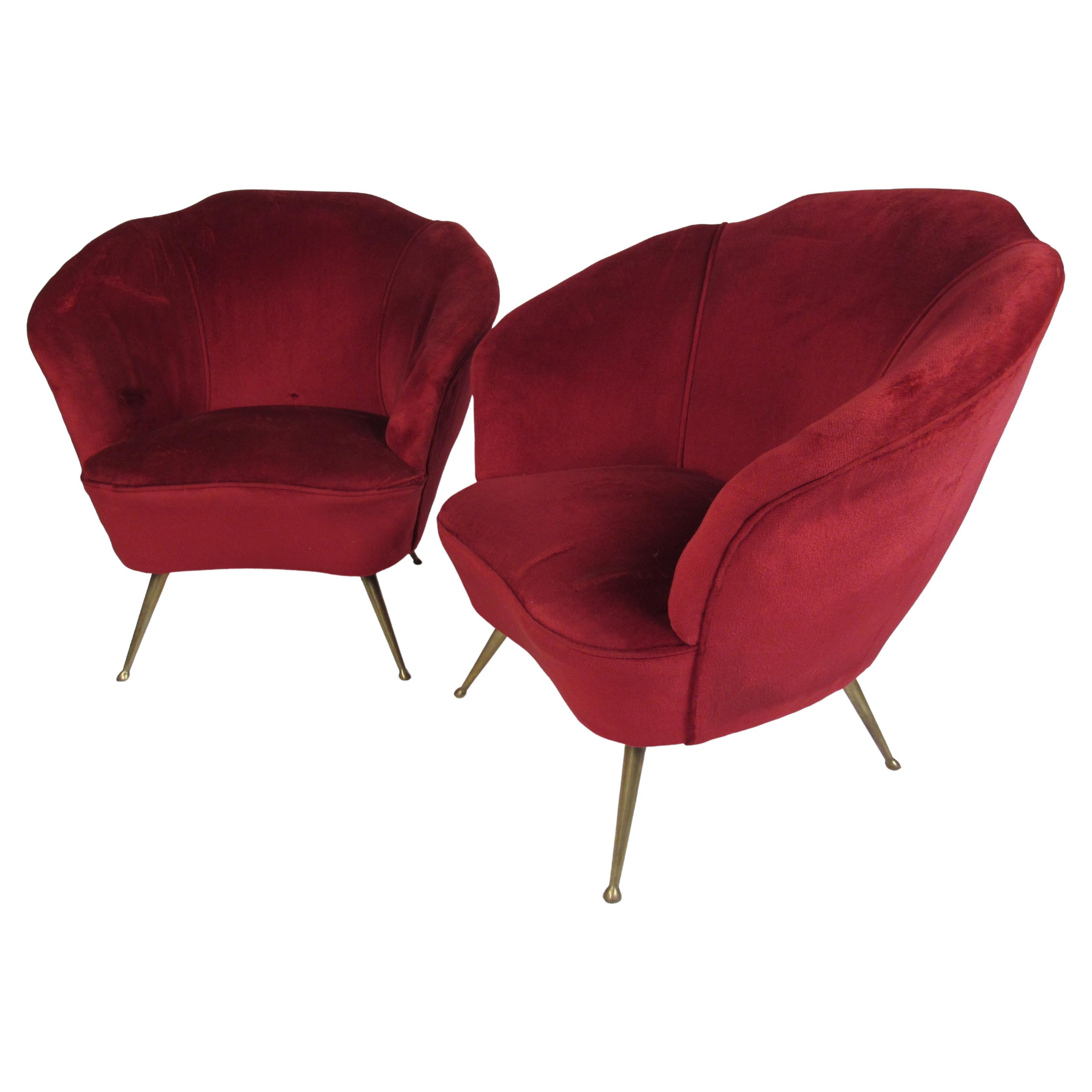 Gio Ponti attr Velvet Chairs