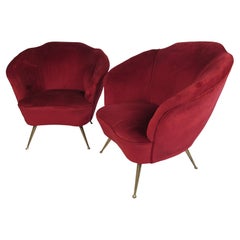 Used Gio Ponti attr Velvet Chairs