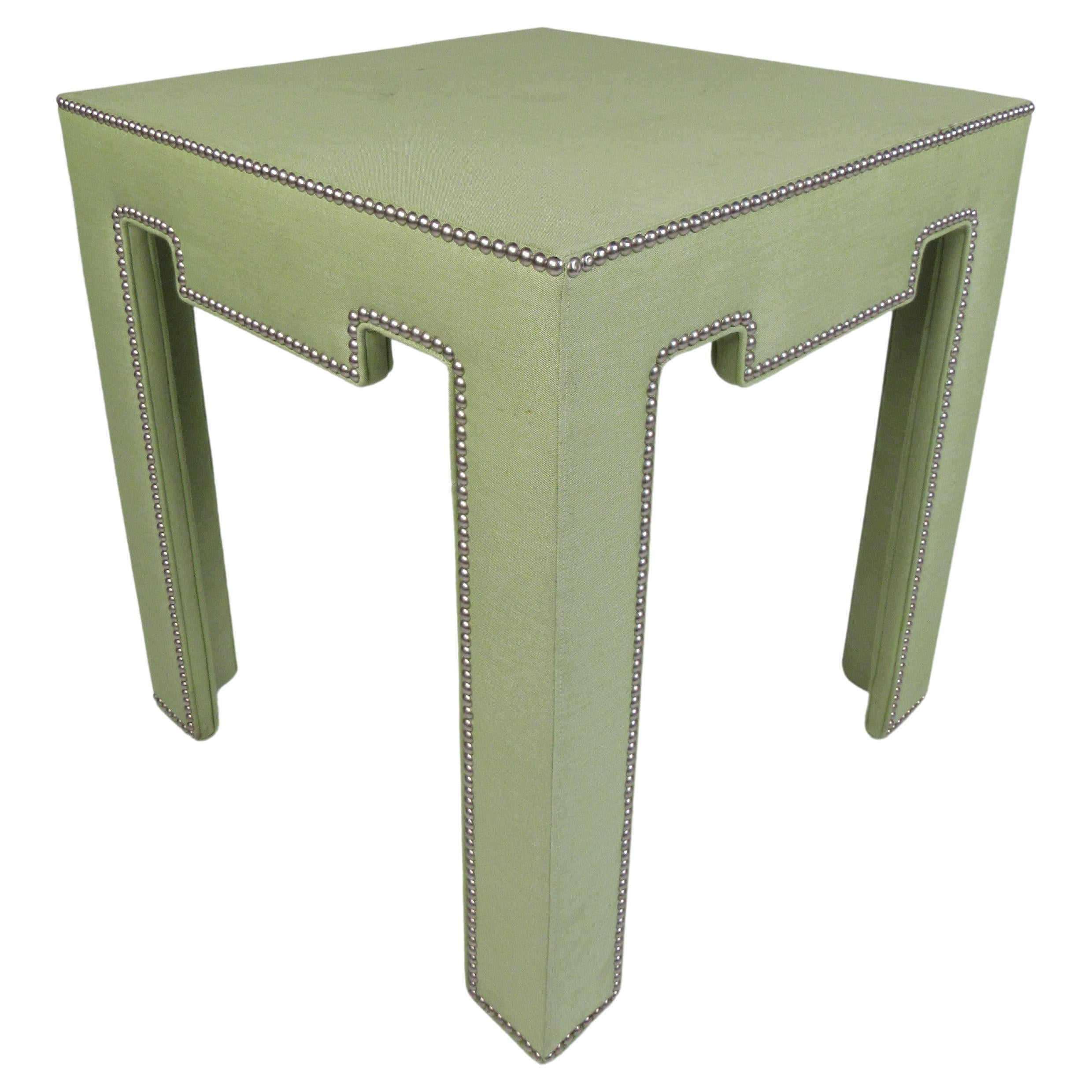 VIntage Dorothy Draper Style Upholstered Side Table For Sale