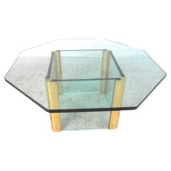 Mid-Century Modern Brass and Glass Coffee Table after Leon Rosen