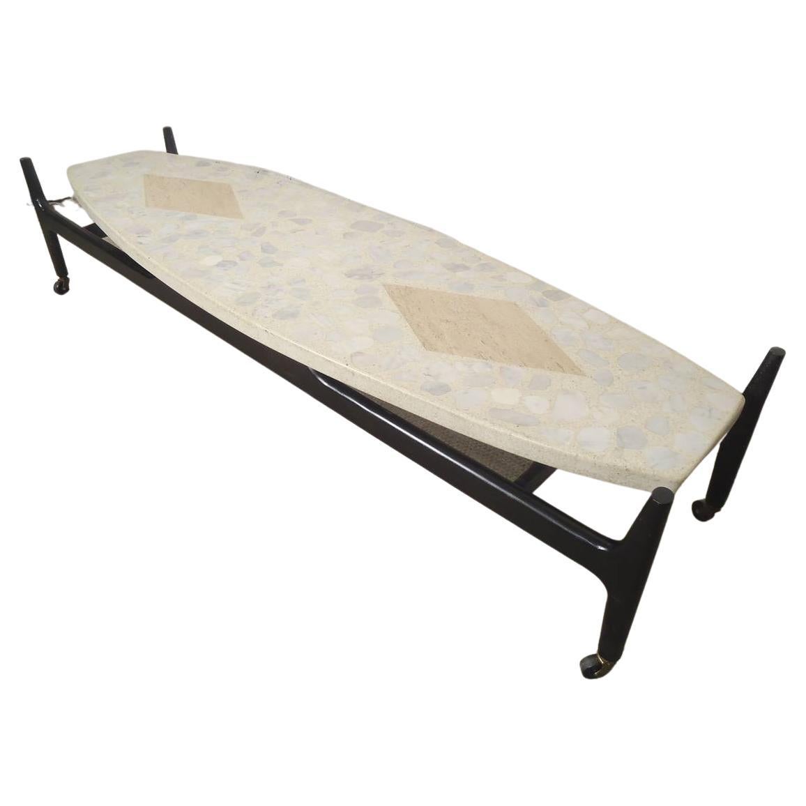 Travertine and Terrazzo-Top Table For Sale