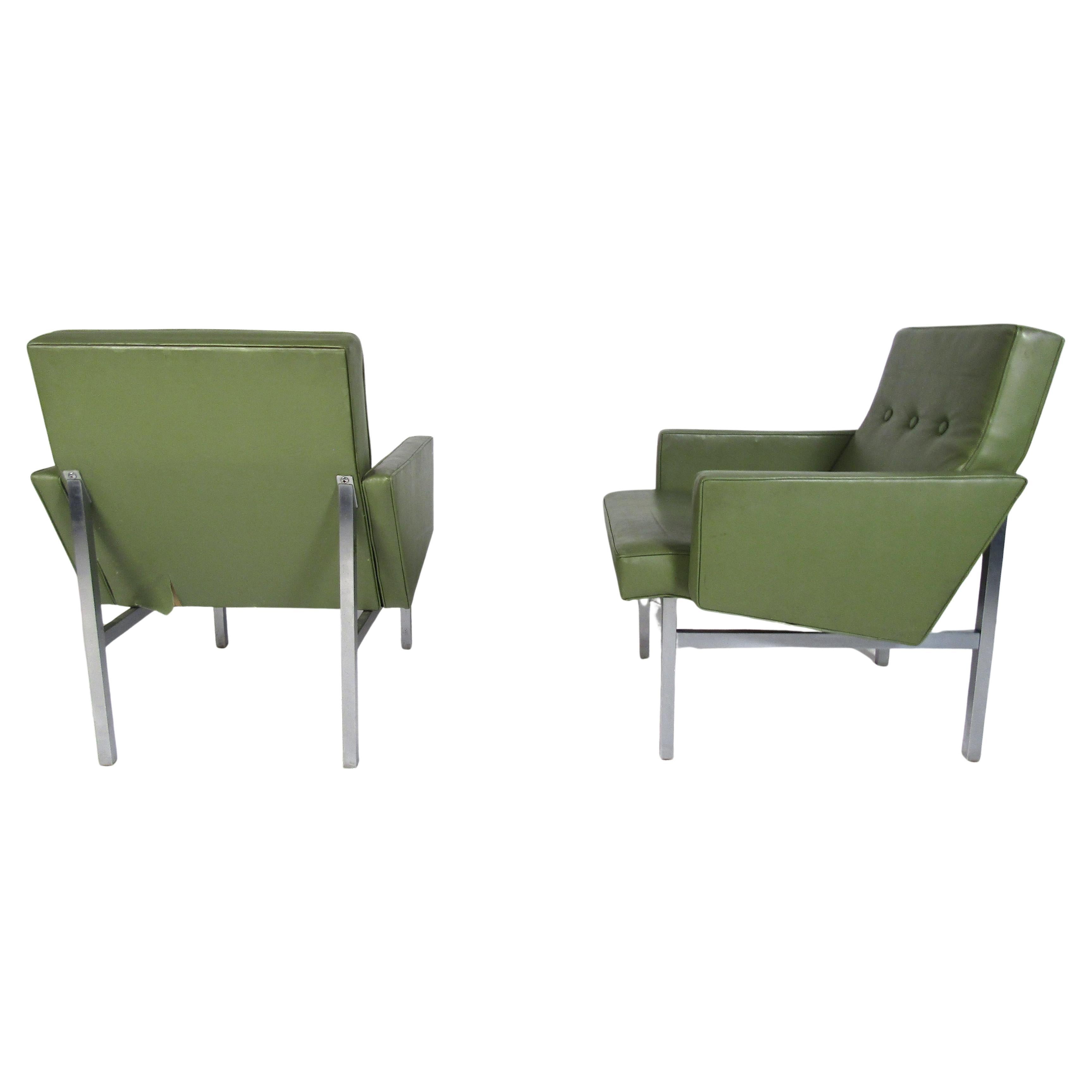 Pair of Mid-Century Modern Vinyl Lounge Chairs