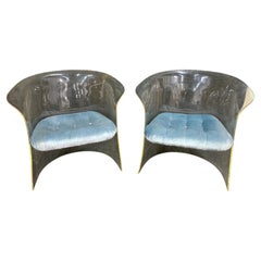 Retro Pair of Midcentury Lucite Armchairs