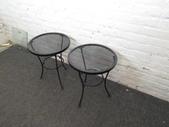 Used Pair of Black Metal Side Tables