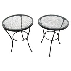 Vintage-Paar schwarzer Metall-Beistelltische