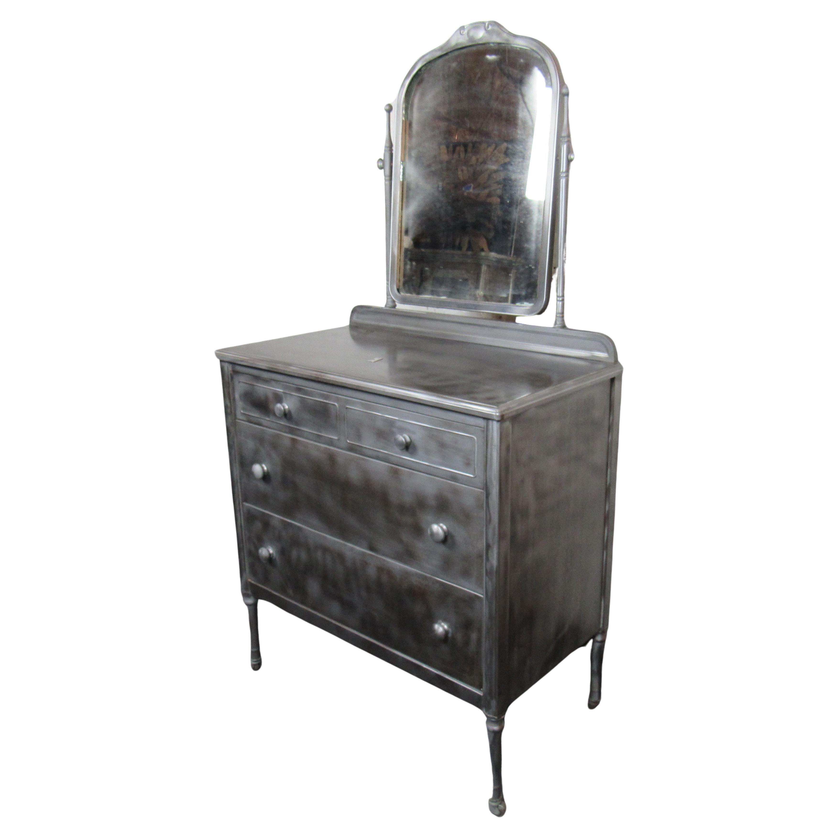 Mid-Century Metal Vanity Dresser  For Sale