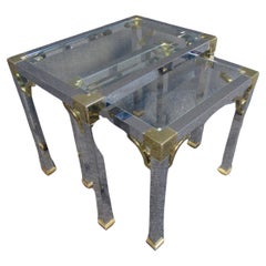 Retro Unique Mid-Century Metal and Glass Nesting Tables
