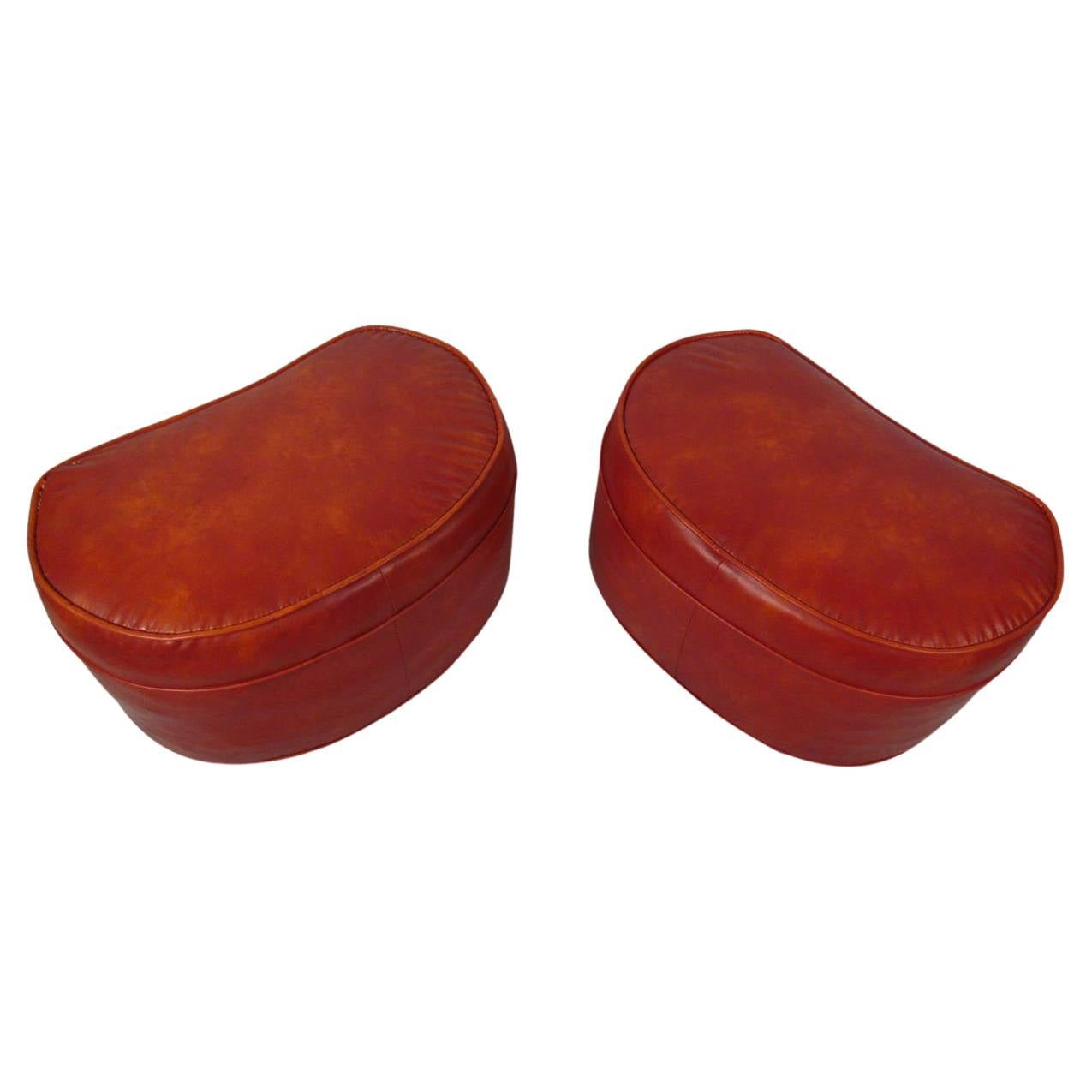 Pair of MidCentury Modern Vinyl Storage Ottomans For Sale at 1stDibs