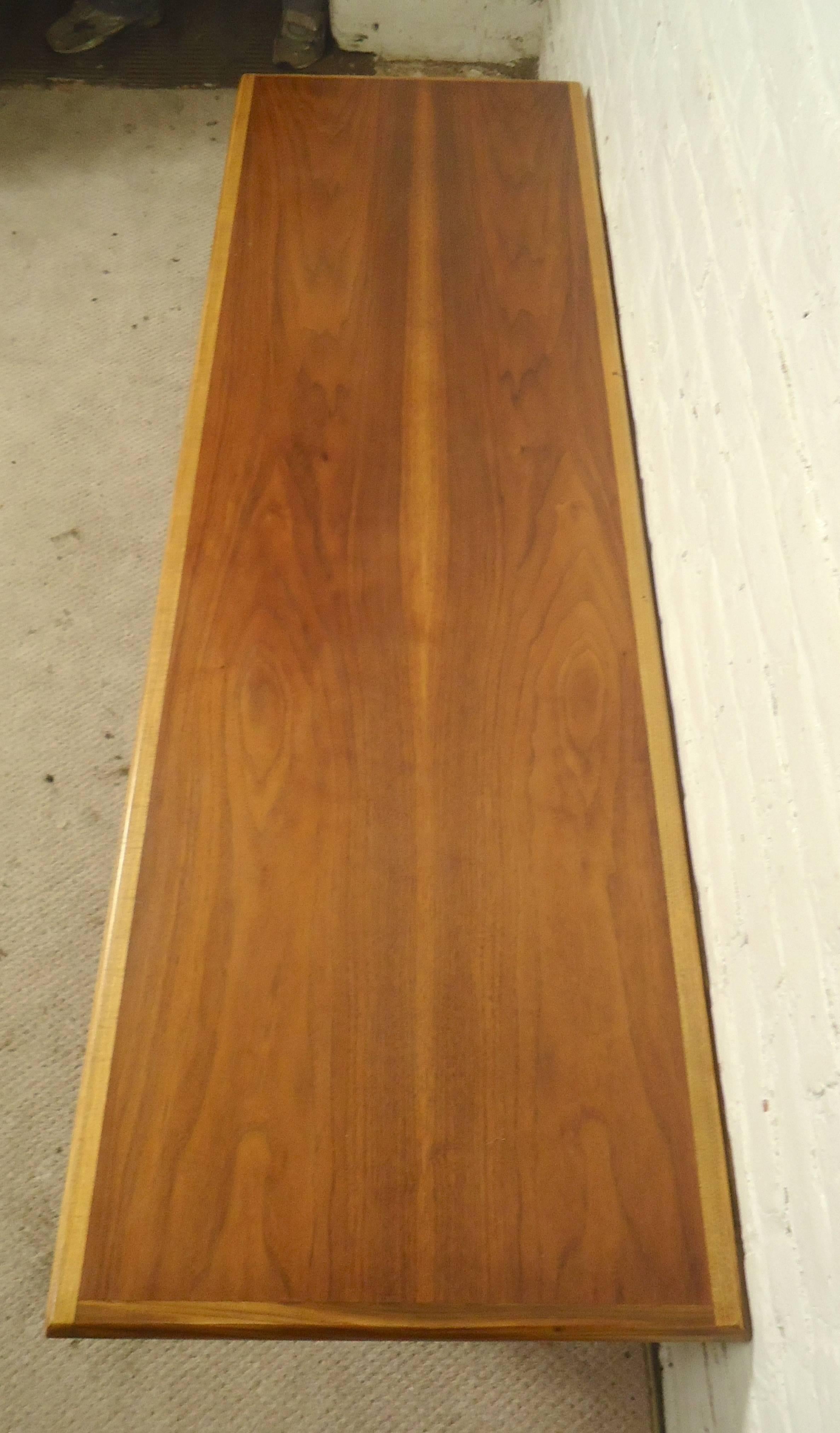 Midcentury Walnut with Oak Trim Coffee Table In Good Condition In Brooklyn, NY