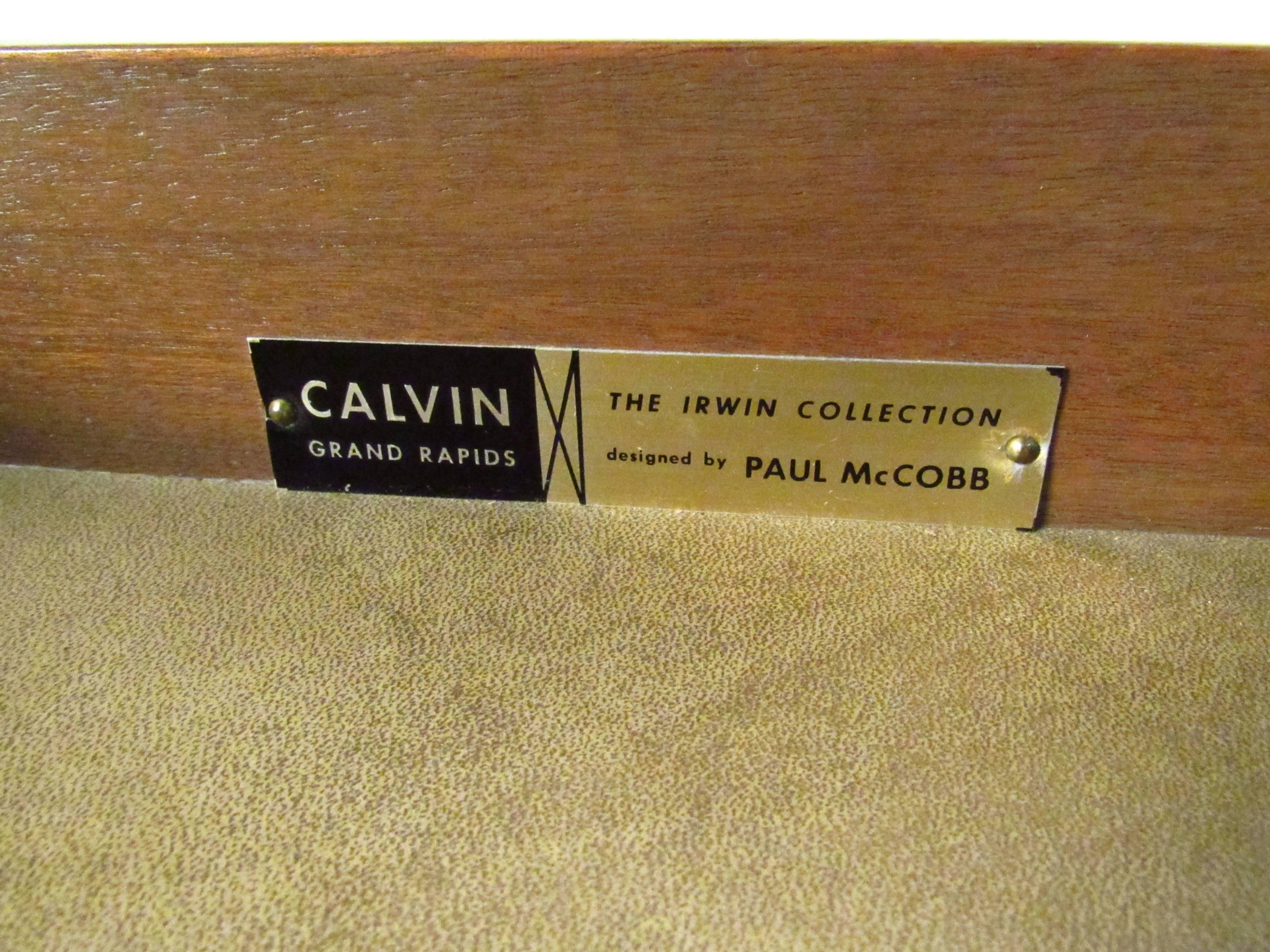Leather Paul McCobb for Calvin Group Travertine Sideboard