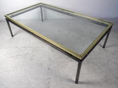 Vintage Mastercraft Coffee Table with Floating Brass and Glass Top
