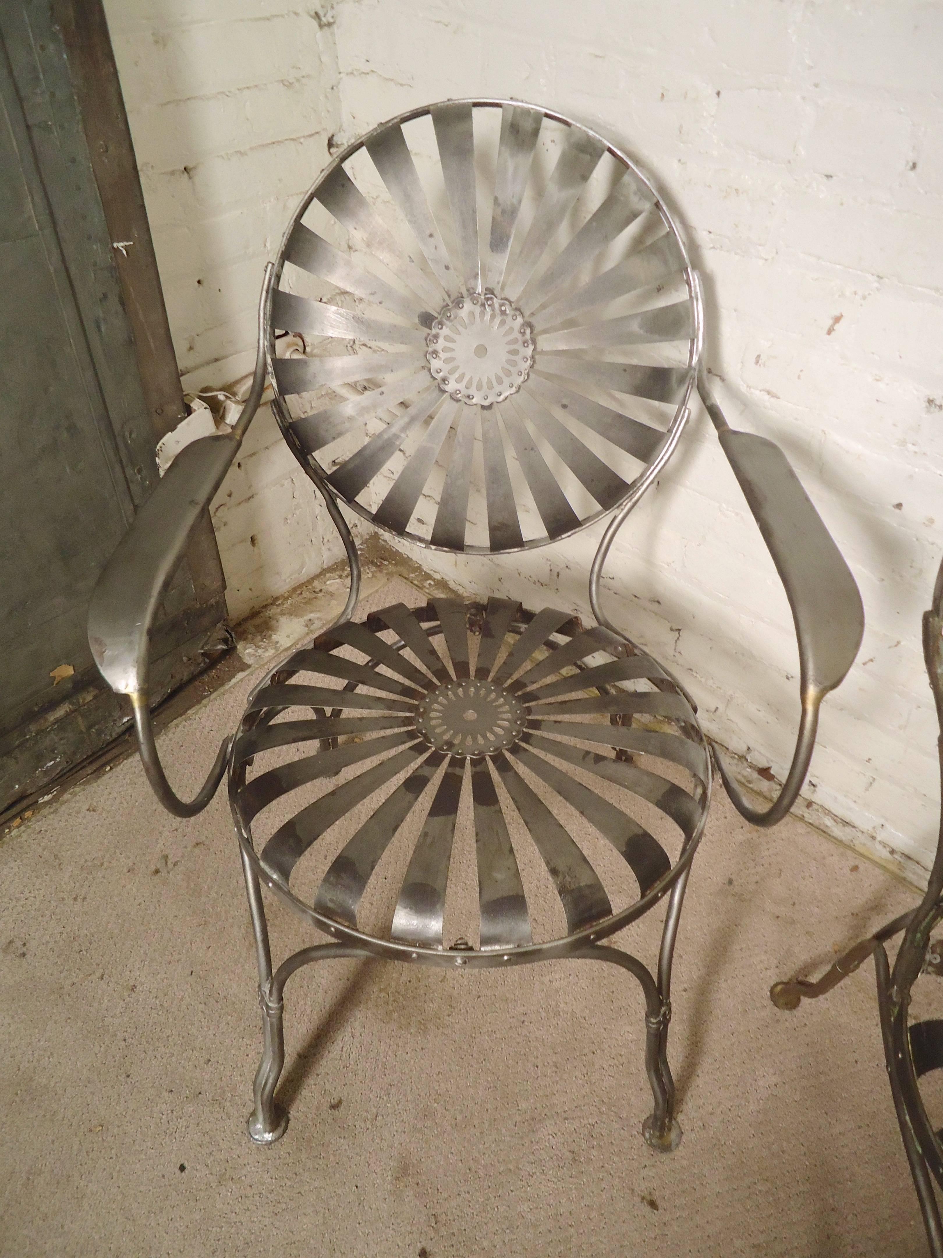Set of Refinished Francois Carre Chairs In Distressed Condition In Brooklyn, NY
