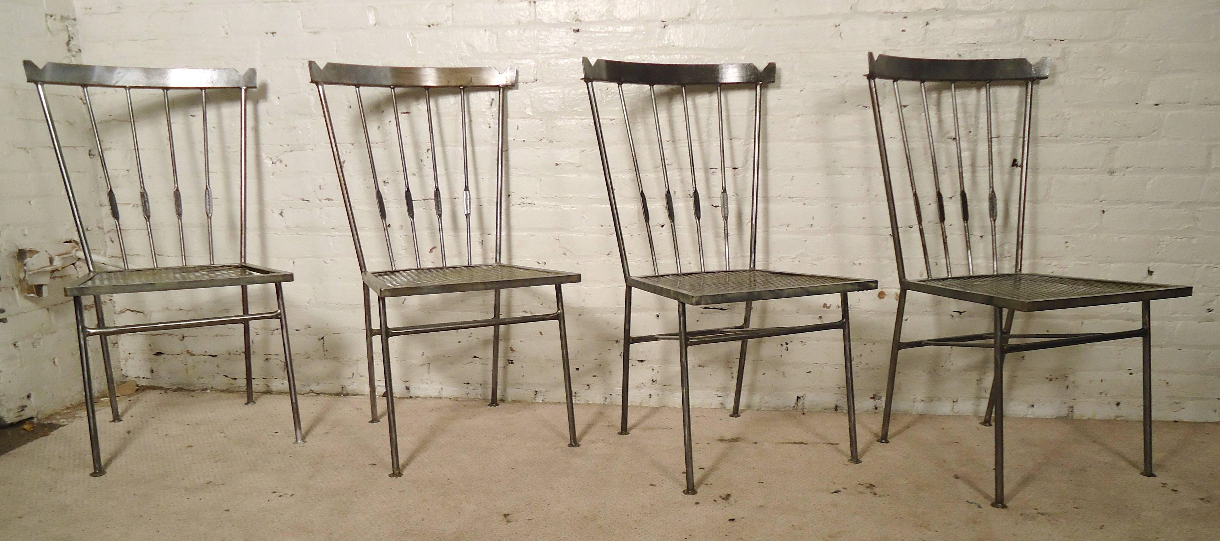 Industrial Restored Metal Spindle Back Chairs