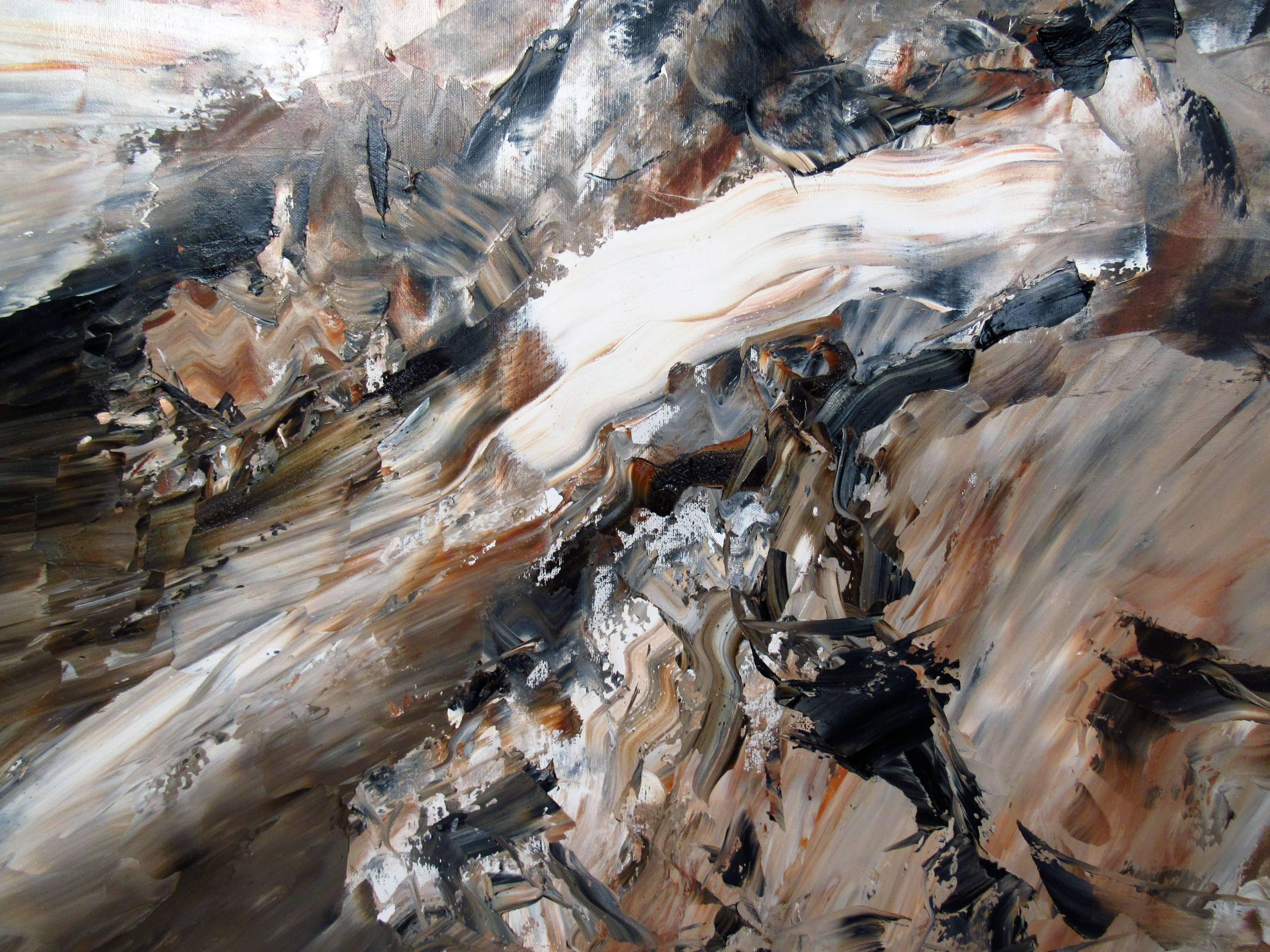 Pintura acrílica abstracta grande firmada 