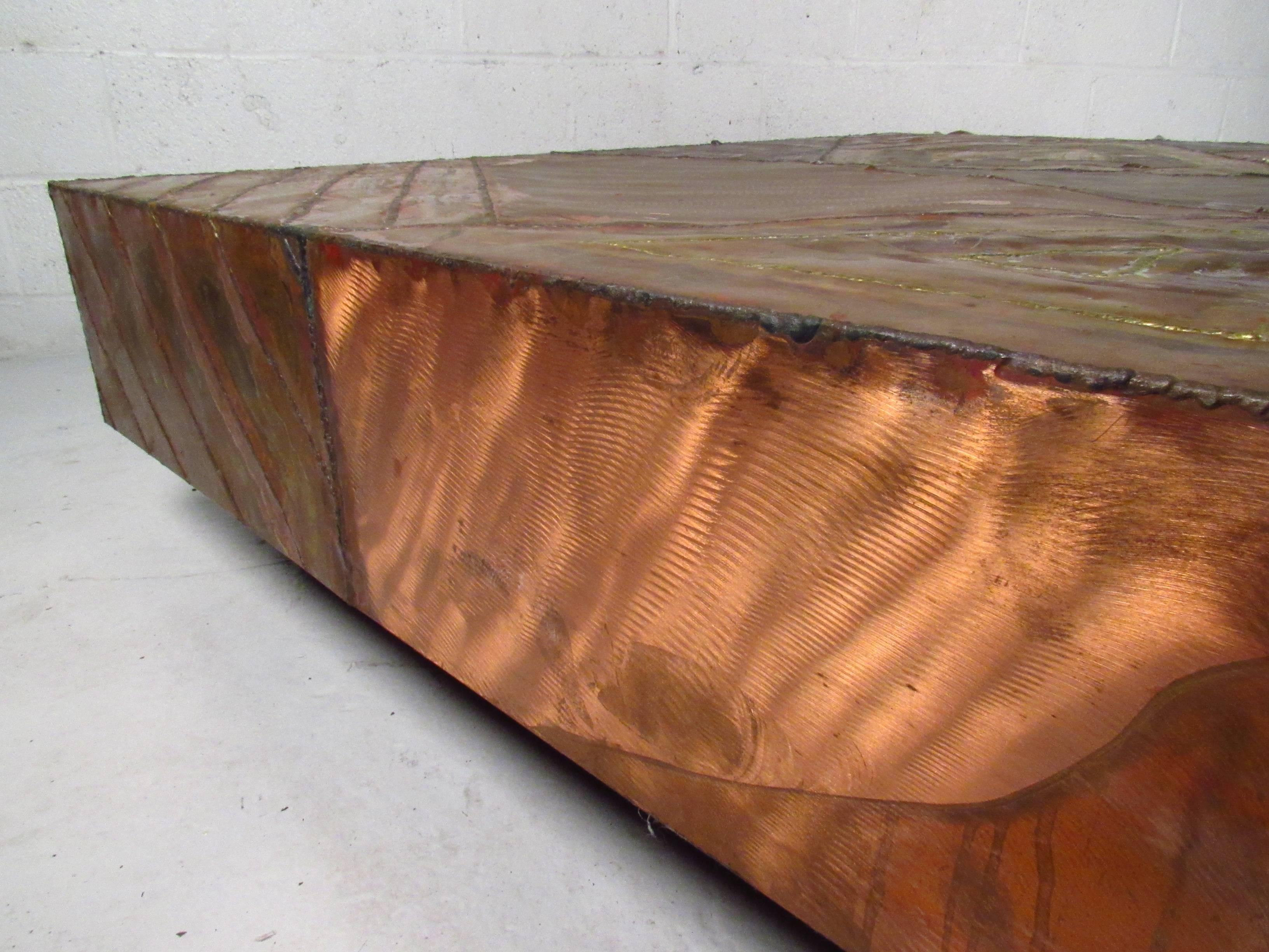 Copper Vintage Patchwork Coffee Table after Paul Evans