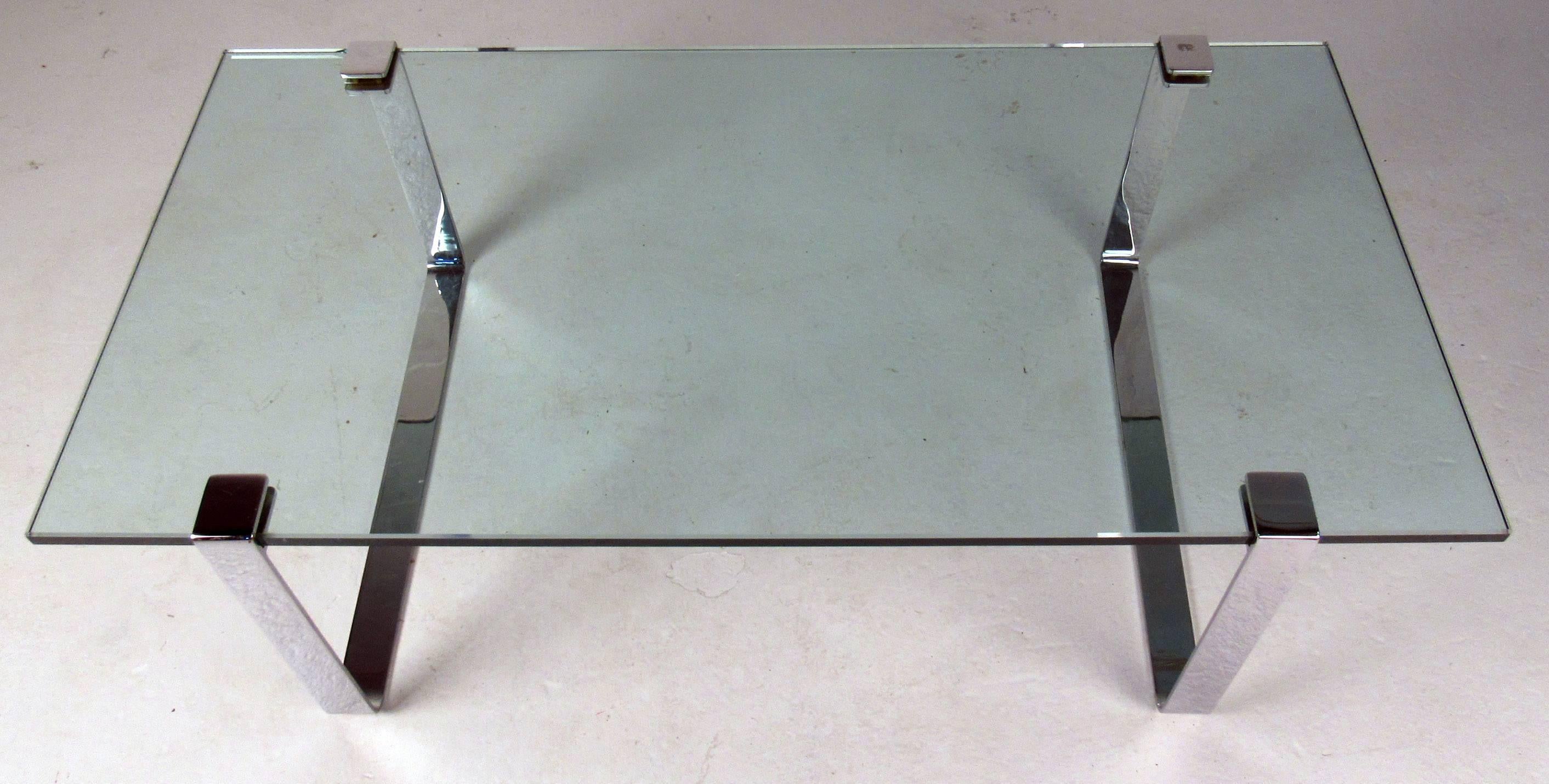 Mid-Century Modern Midcentury Chrome and Glass Coffee Table