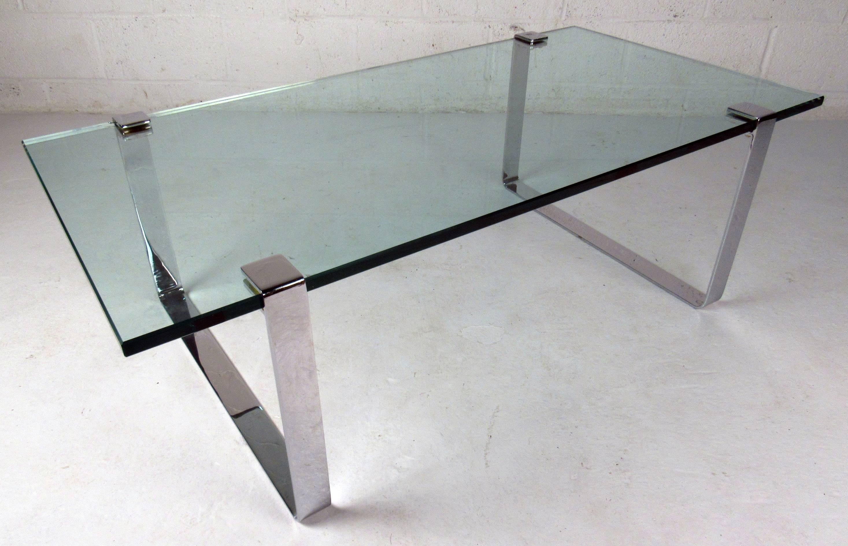 Mid-20th Century Midcentury Chrome and Glass Coffee Table