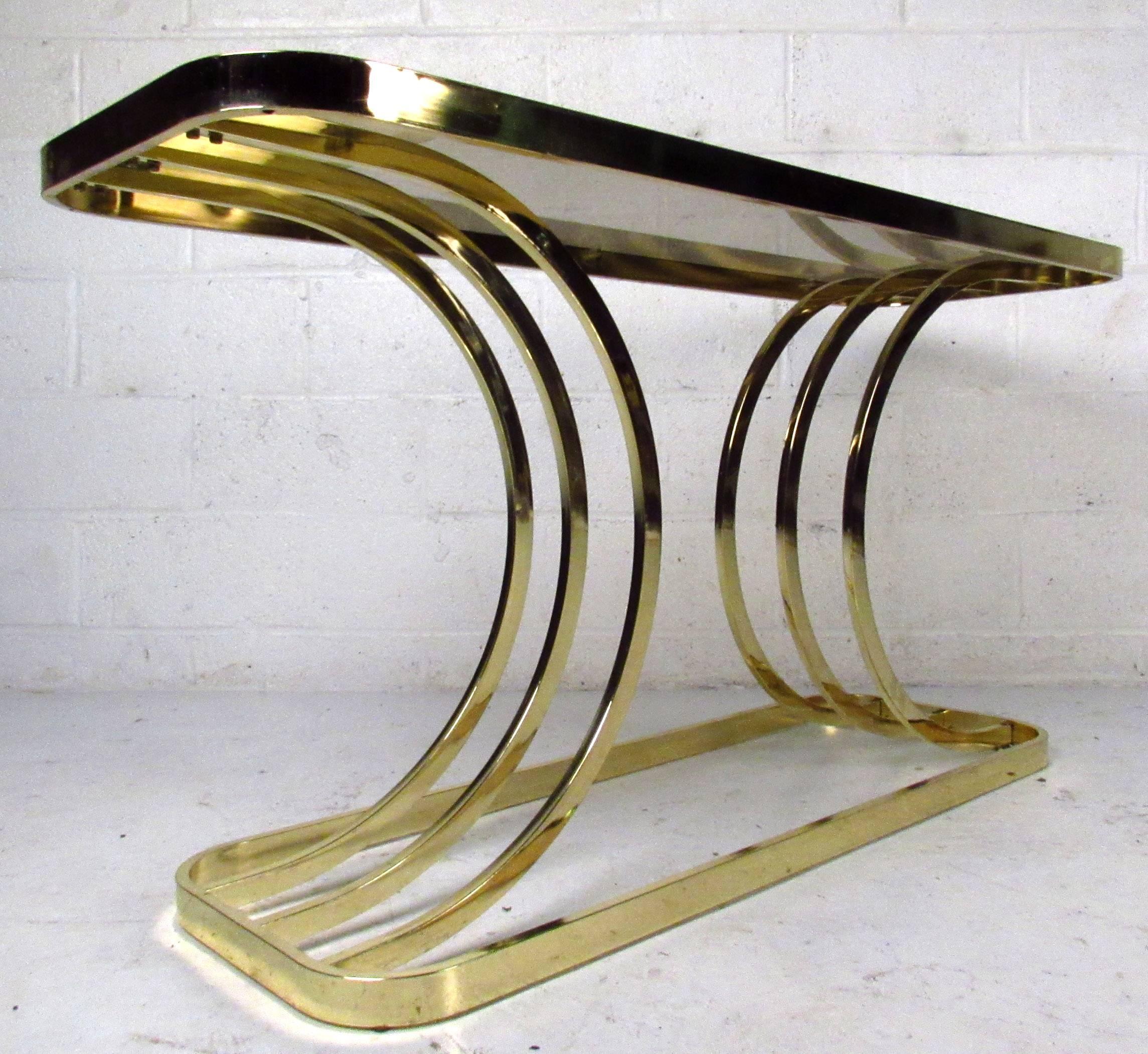 Mid-Century Modern Modern Brass Console Table For Sale