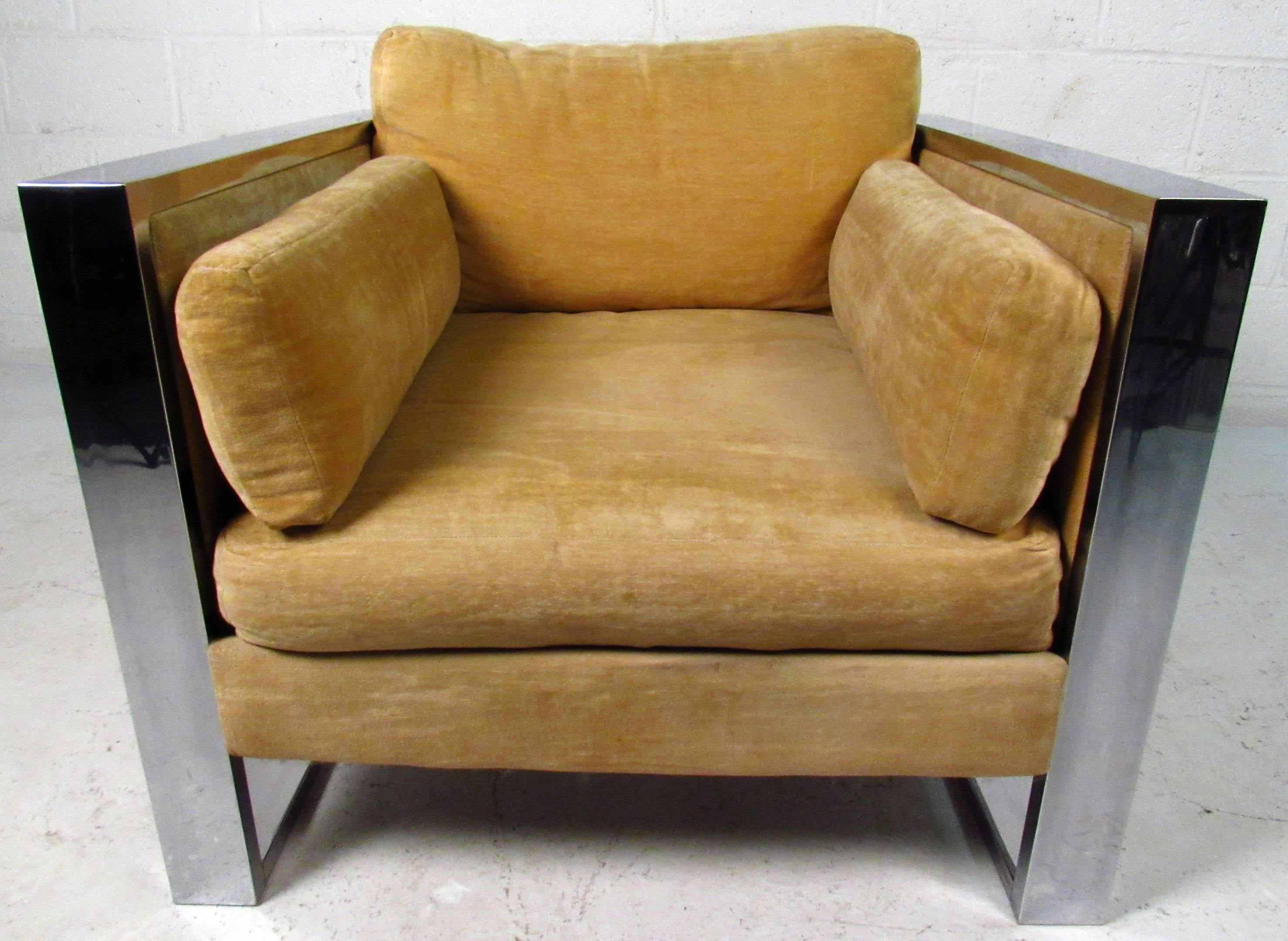 Midcentury Milo Baughman Style Lounge Chair In Good Condition In Brooklyn, NY