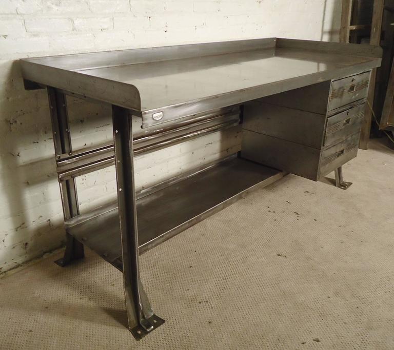Industrial Metal Workbench or Desk at 1stdibs
