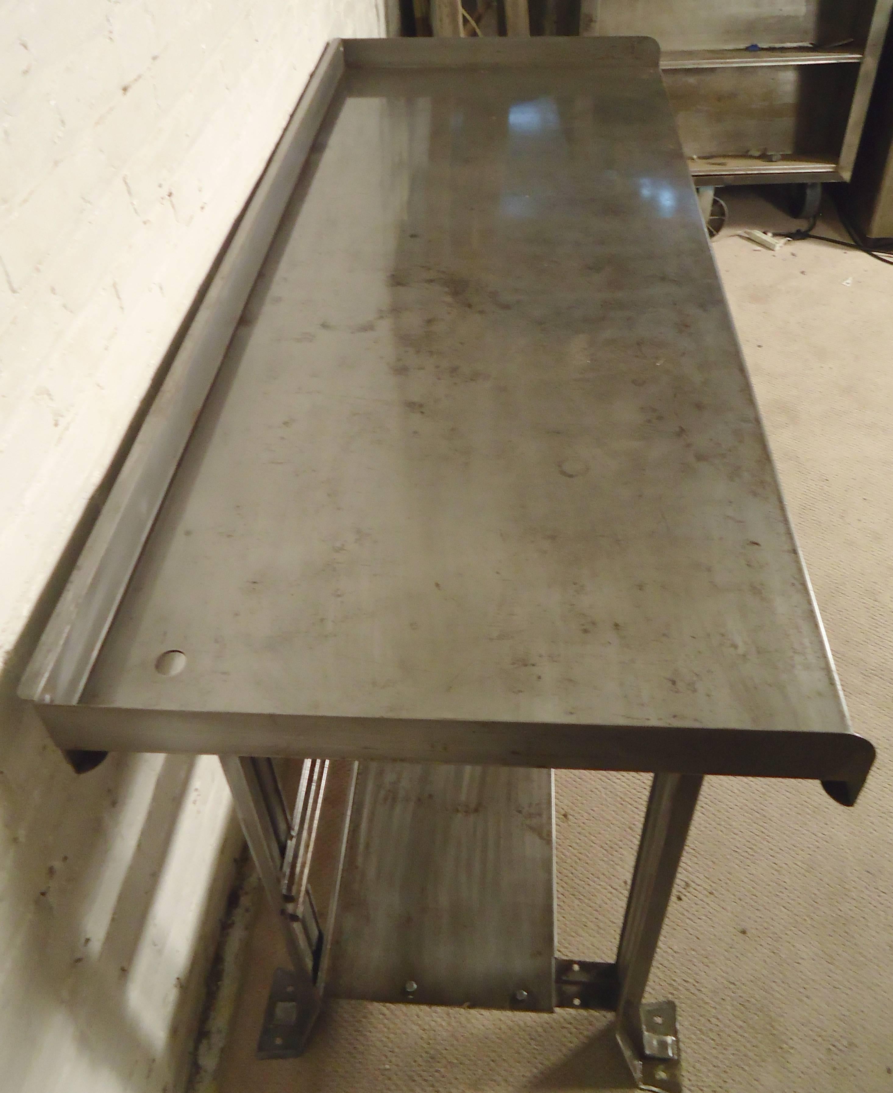 Industrial Metal Workbench or Desk In Distressed Condition In Brooklyn, NY