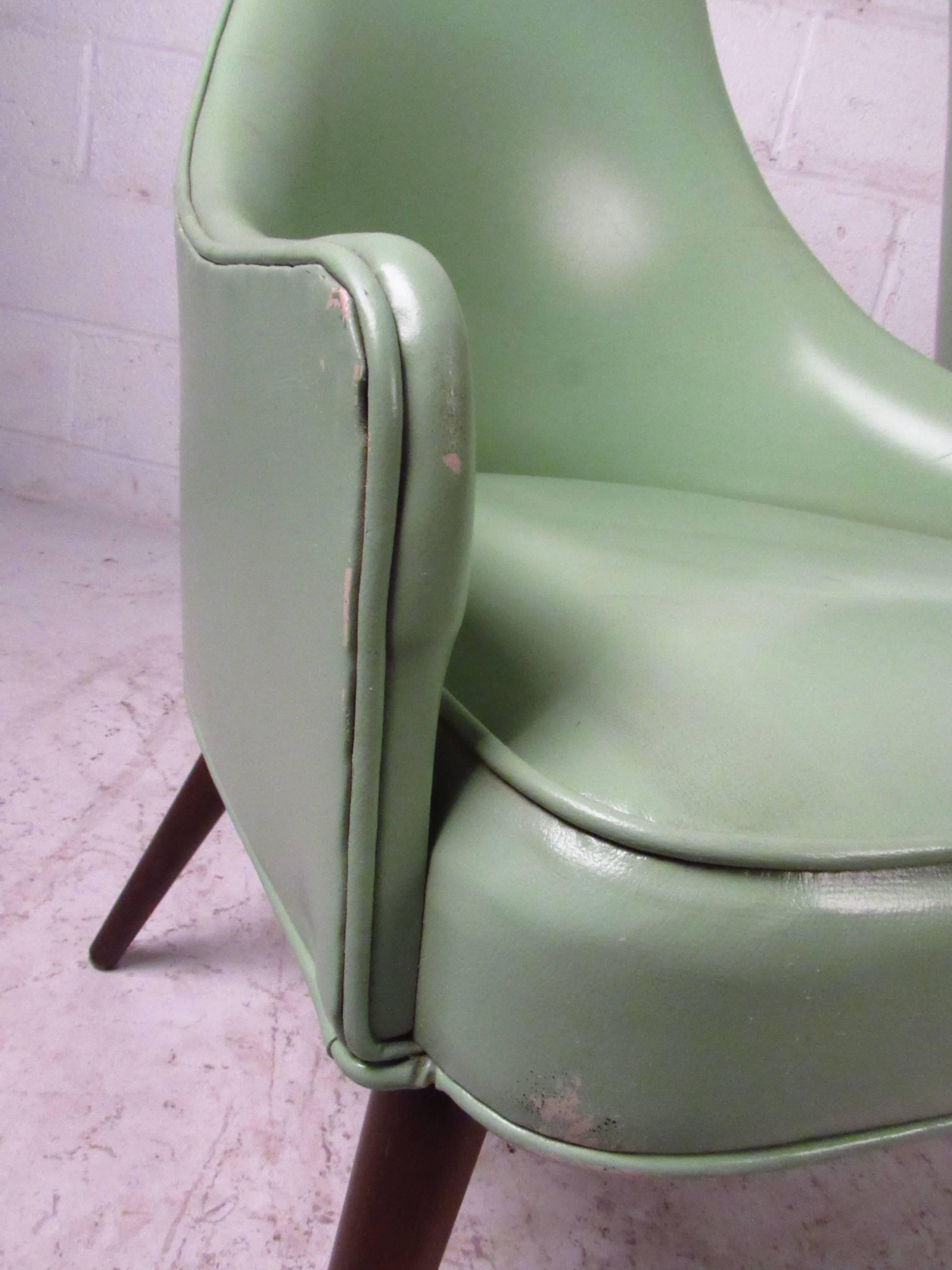 Mid-20th Century Pair of Mid-Century High Back Vinyl Chairs For Sale