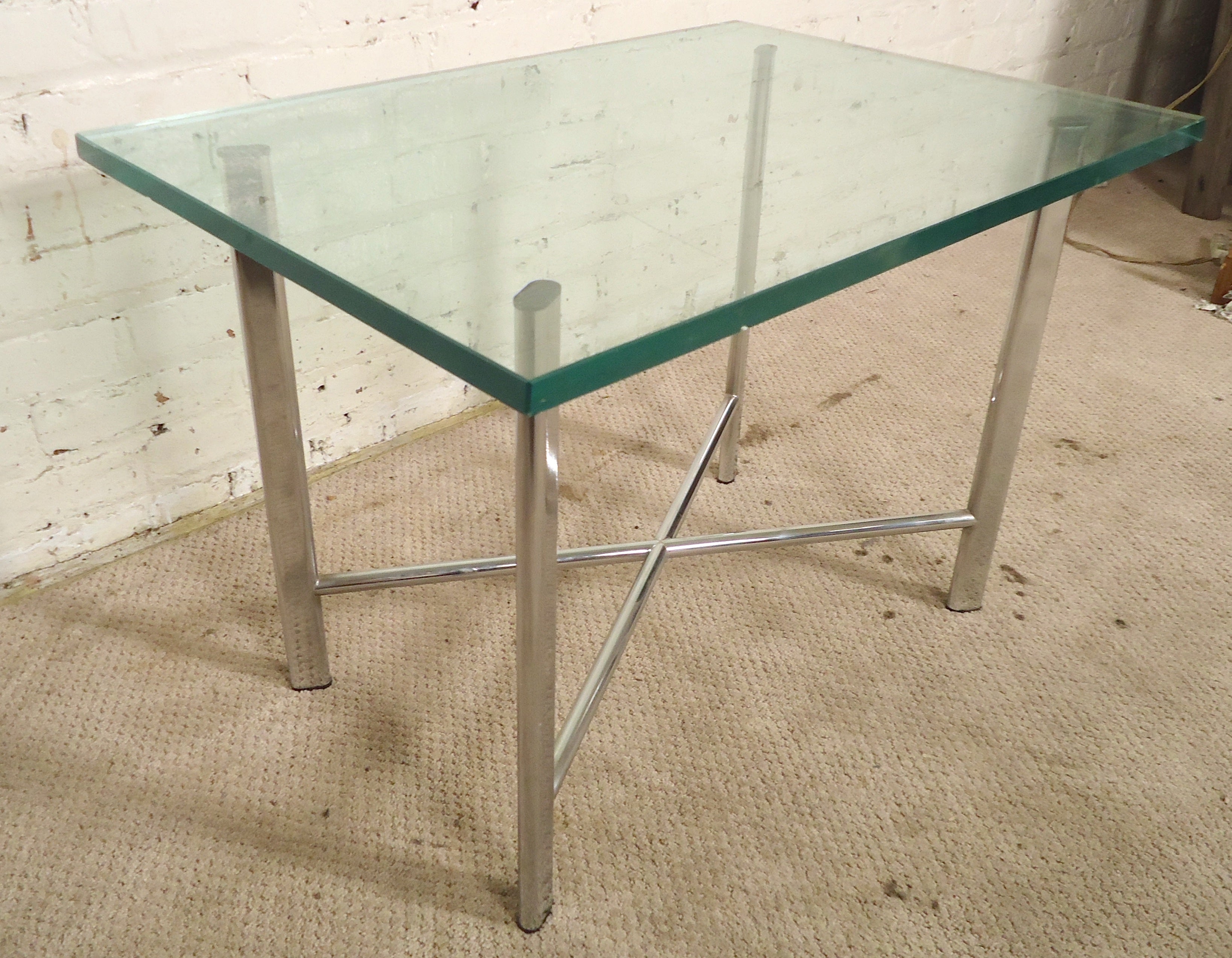 Midcentury X-Base Side Table For Sale