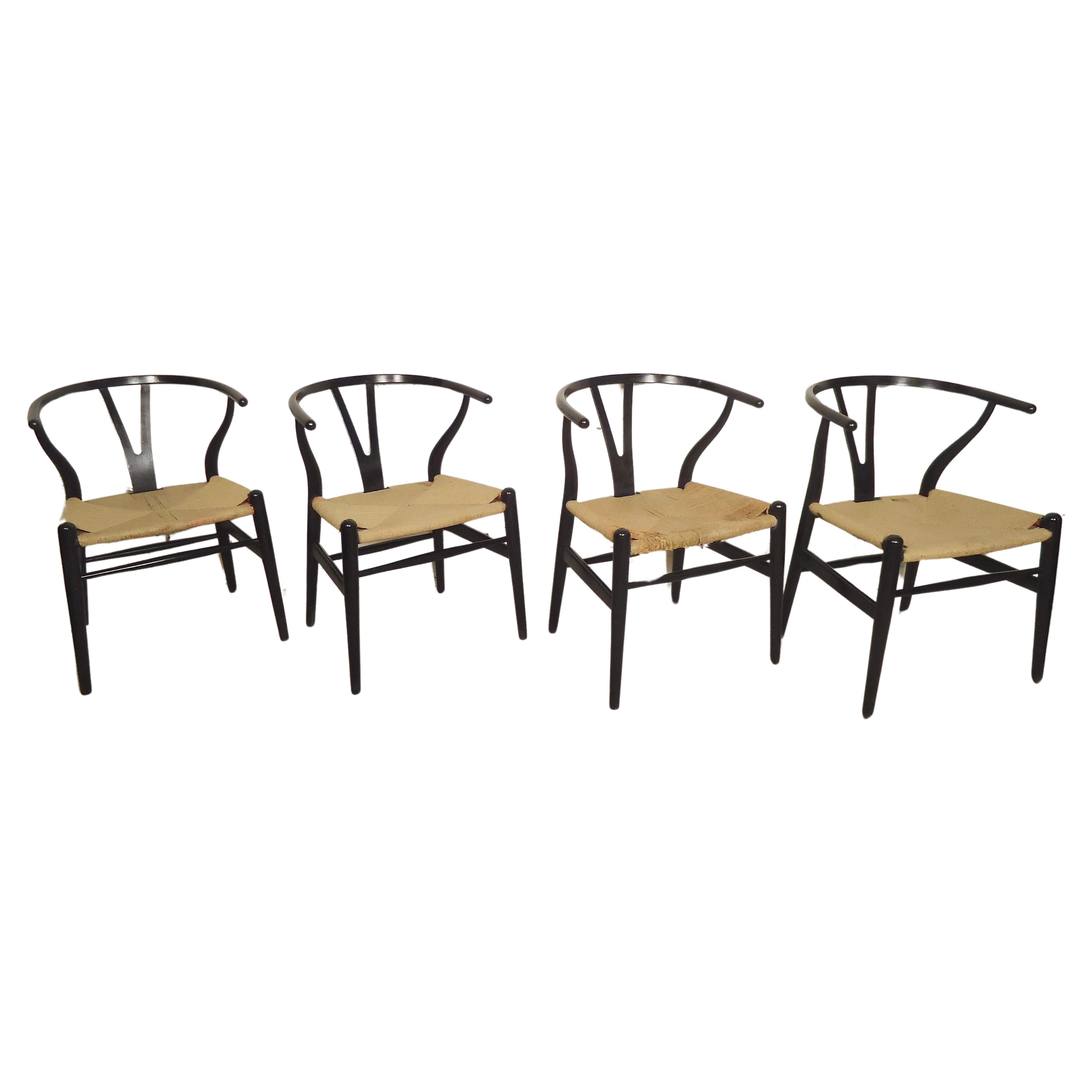 Four Vintage CH24 "Wishbone" Chairs by Hans Wegner for Carl Hansen