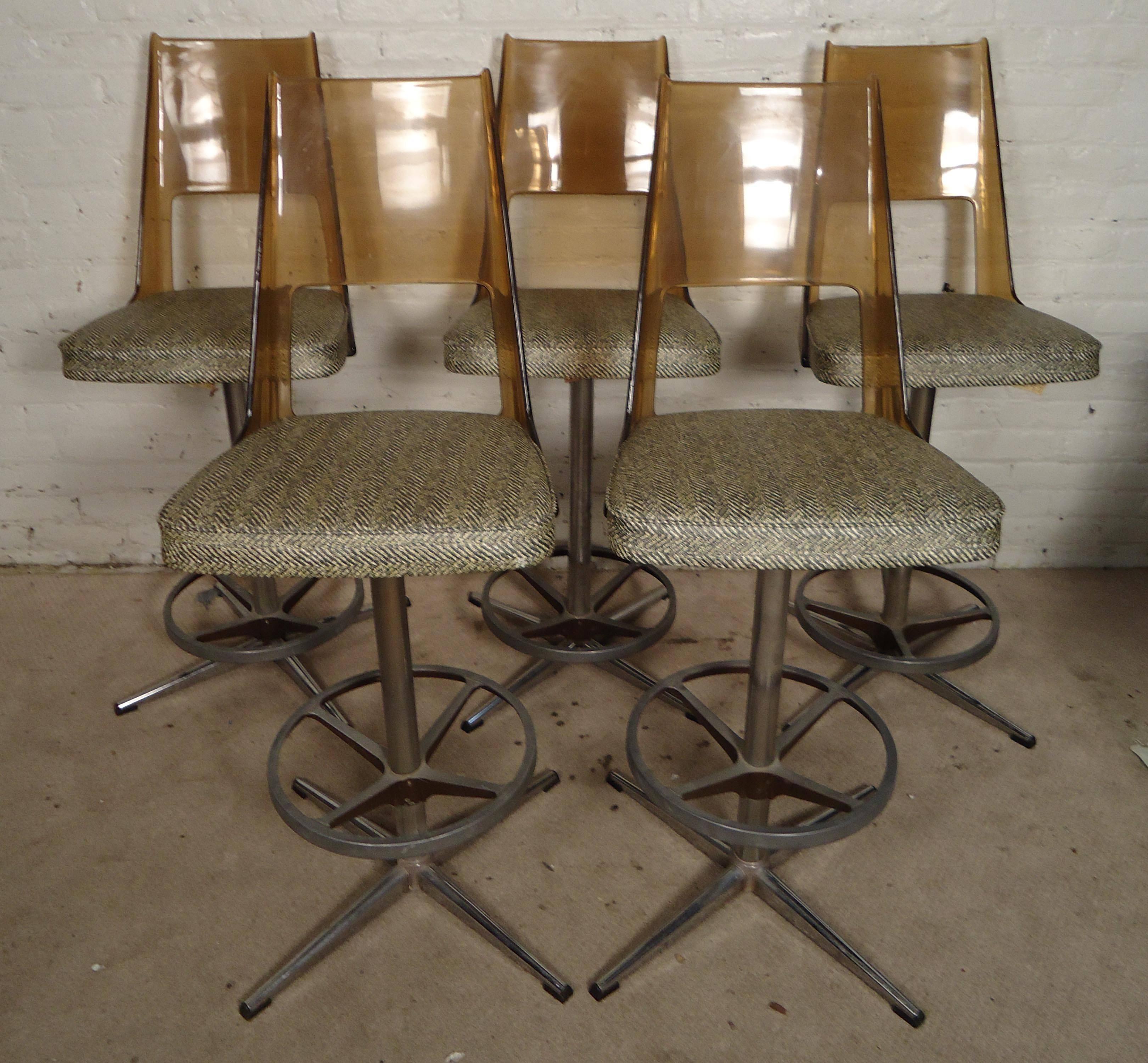 Set of Five Midcentury Lucite and Chrome Barstools by Daystrom 5