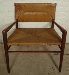 Single Midcentury Chair with Rush Seating by Mel Smilo