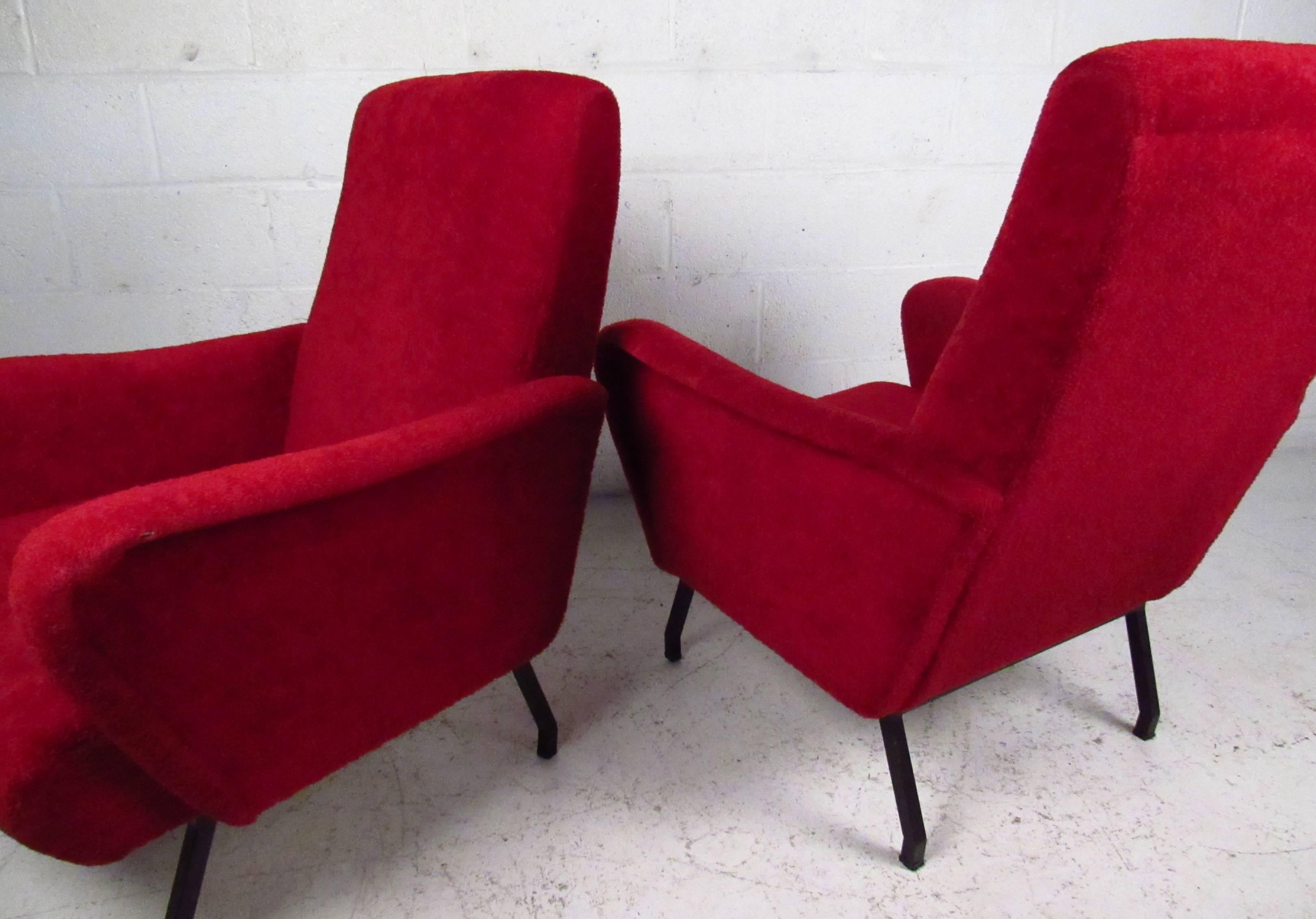 Pair Marco Zanuso Style Lounge Chairs In Good Condition For Sale In Brooklyn, NY