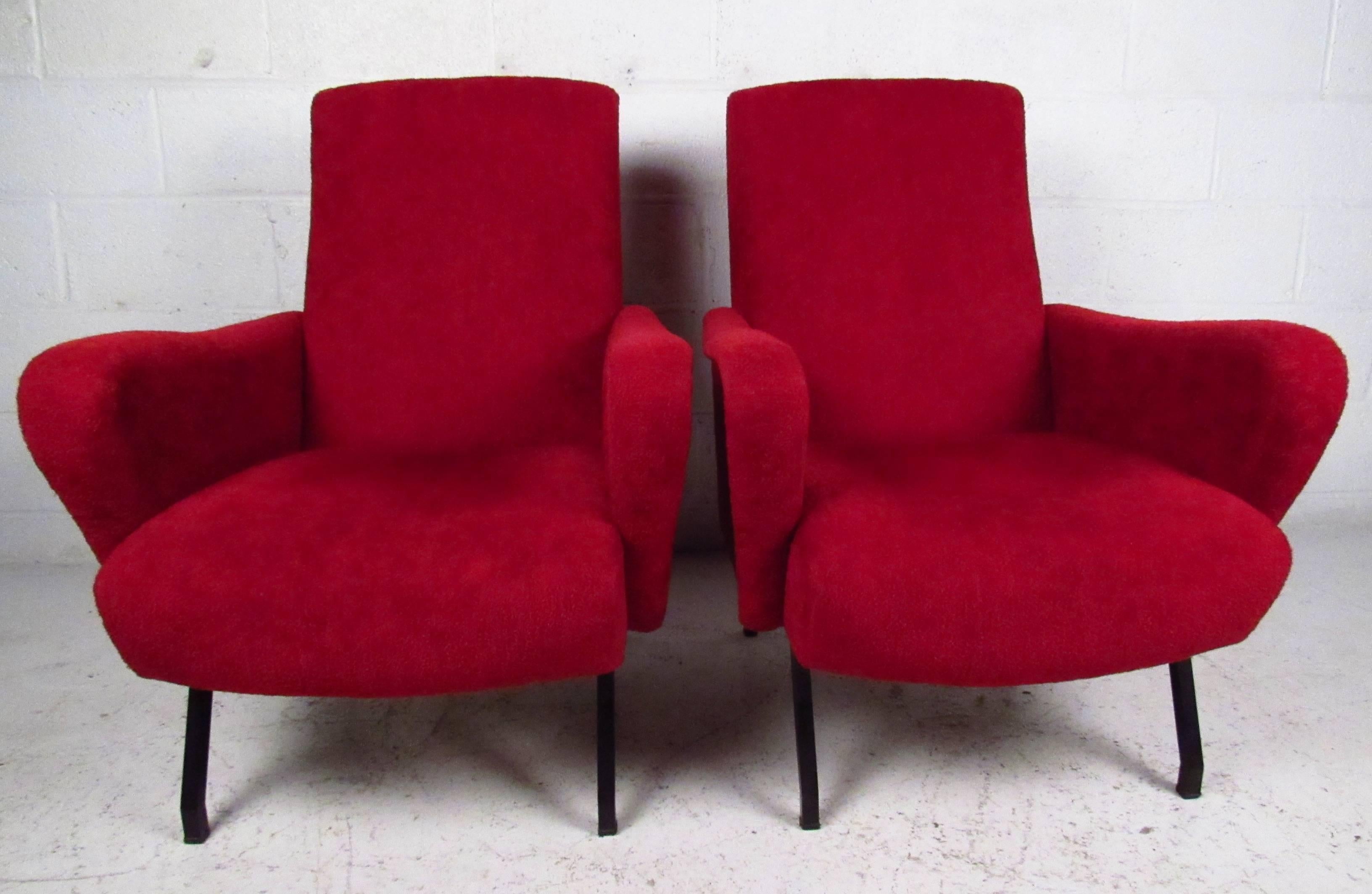 Italian Pair Marco Zanuso Style Lounge Chairs For Sale